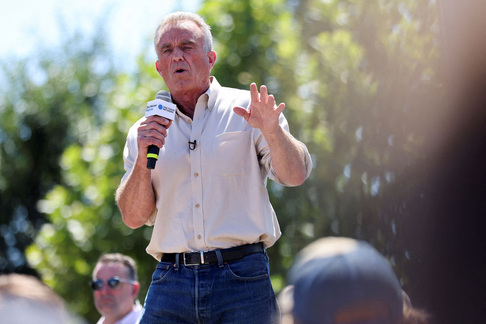 Democratic presidential candidate Robert F. Kennedy Jr. delivers his political soapbox speech at the Iowa State Fair in Des Moines, Iowa, U.S. August 12, 2023. REUTERS/Scott Morgan/File Photo