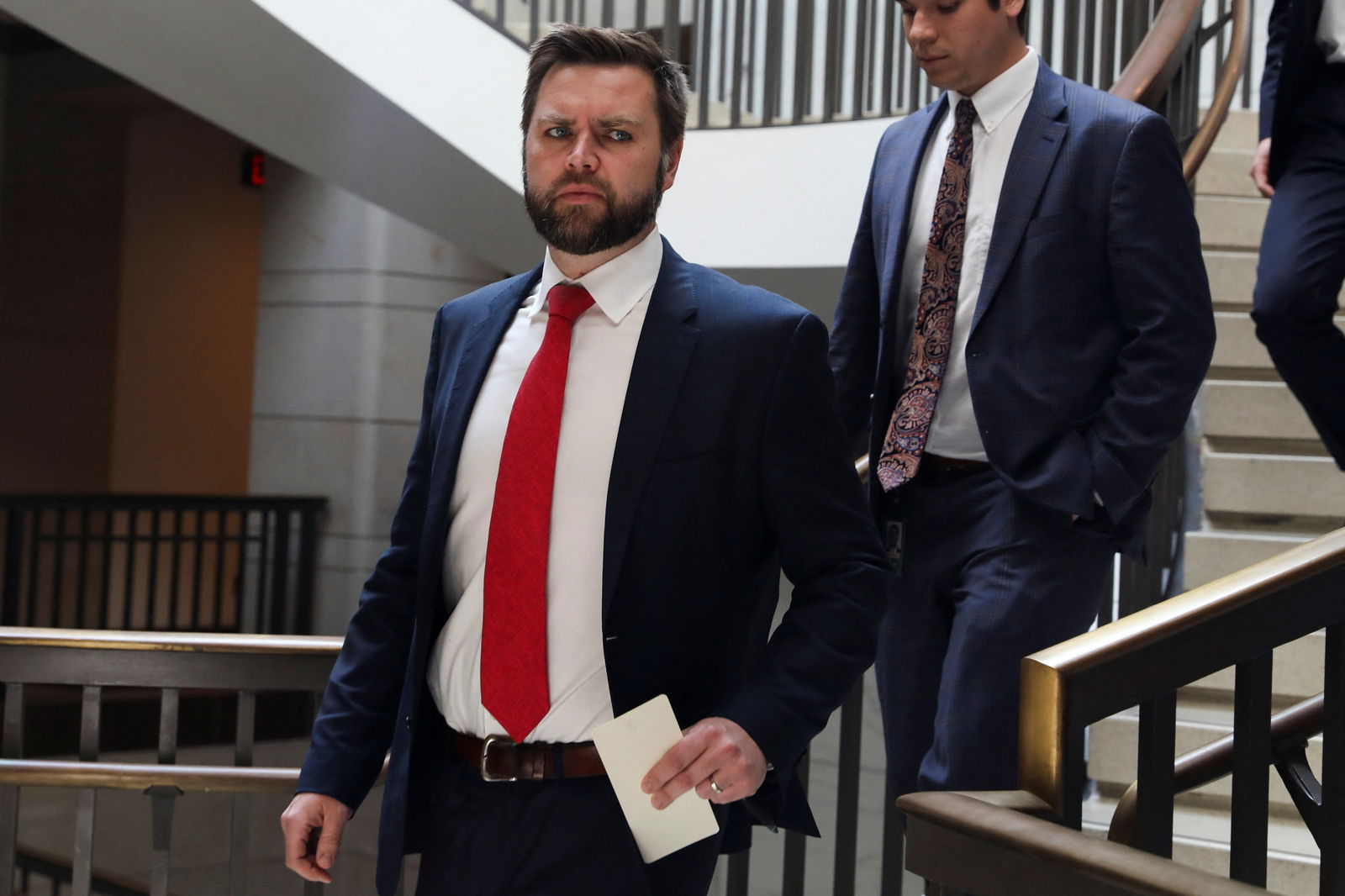 U.S. Senator J.D. Vance (R-OH) arrives for a closed briefing for all senators to discuss the leak of classified U.S. intelligence documents on the war in Ukraine, on Capitol Hill in Washington, U.S., April 19, 2023. REUTERS/Amanda Andrade Rhoades/File photo