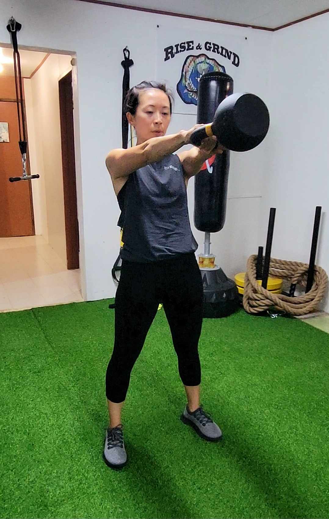 Dr. Maria Hy performs a fitness routine at BBJ Athletics.