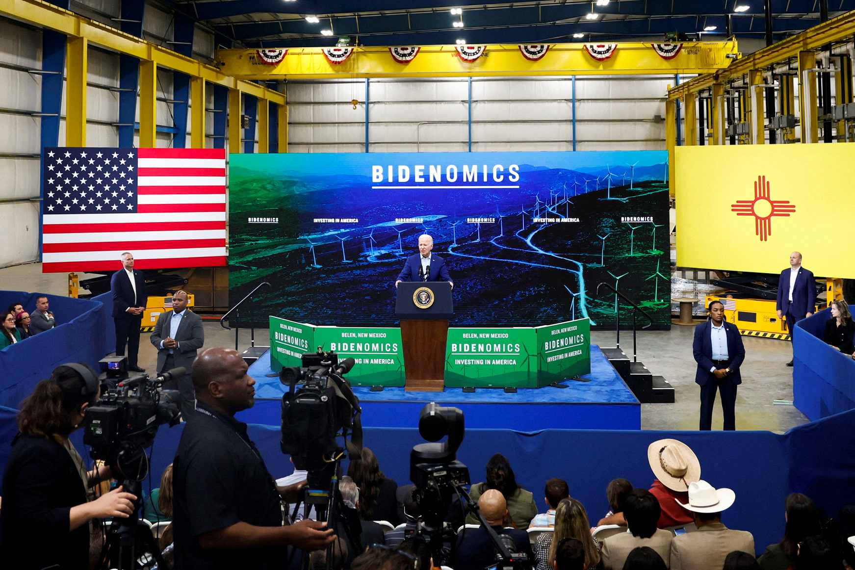 U.S. President Joe Biden delivers remarks on the economy at Arcosa, a wind tower manufacturing facility, in Belen, New Mexico, U.S., August 9, 2023. REUTERS/Jonathan Ernst