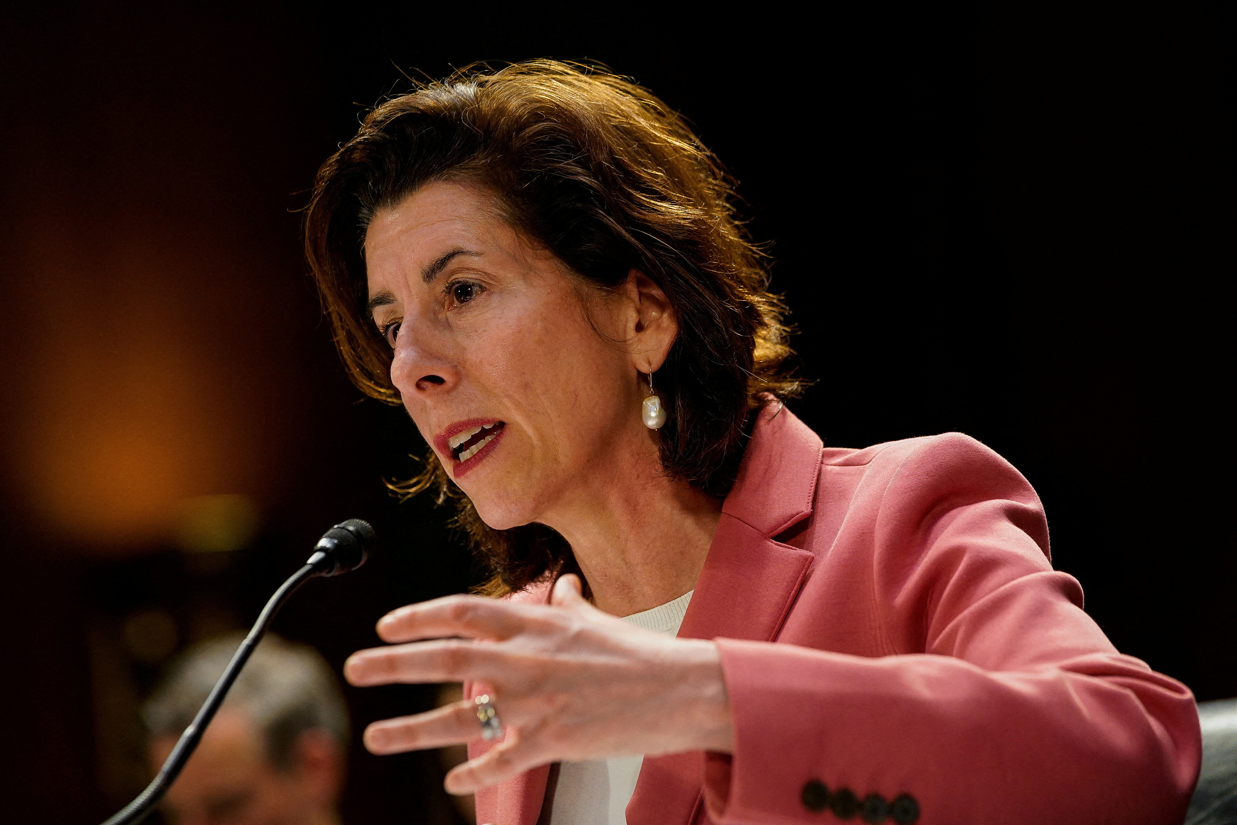 U.S. Commerce Secretary Gina Raimondo testifies during a Senate Appropriations Committee hearing titled "A Review of the President’s Fiscal Year 2024 Budget Request: Investing in U.S. Security and Competitiveness, and the Path Ahead for the U.S.-China Relationship" on Capitol Hill in Washington, U.S., May 16, 2023. REUTERS/Elizabeth Frantz/File Photo