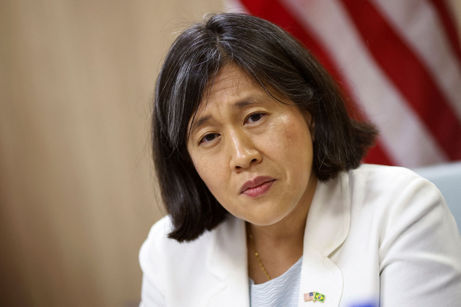 U.S. Trade Representative Katherine Tai speaks in Brasilia, Brazil March 8, 2023. REUTERS/Adriano Machado/File Photo