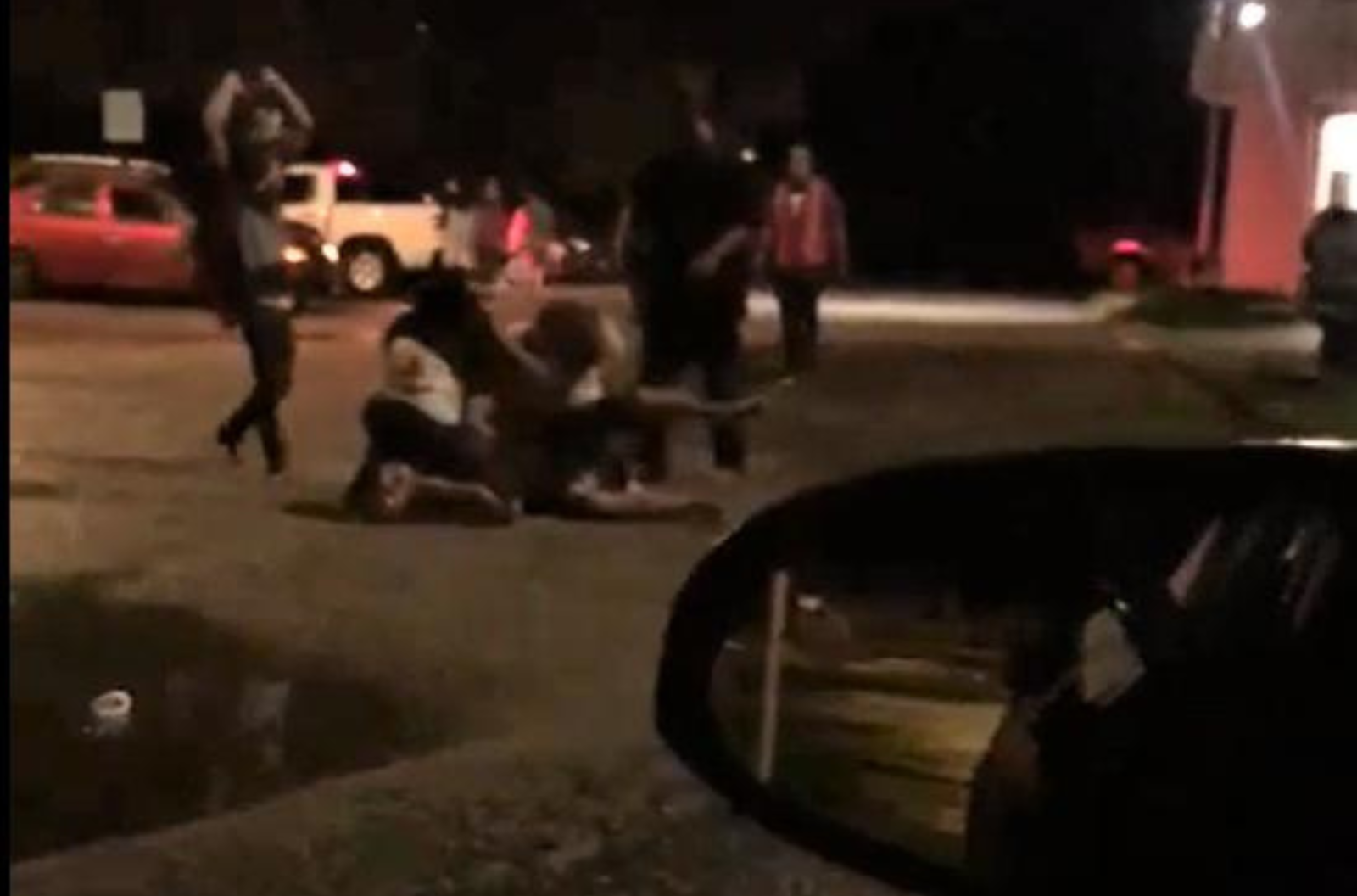 A screenshot from a video shows an apparent stabbing in August 2022 at the Dededo Center along Wusstig Road.