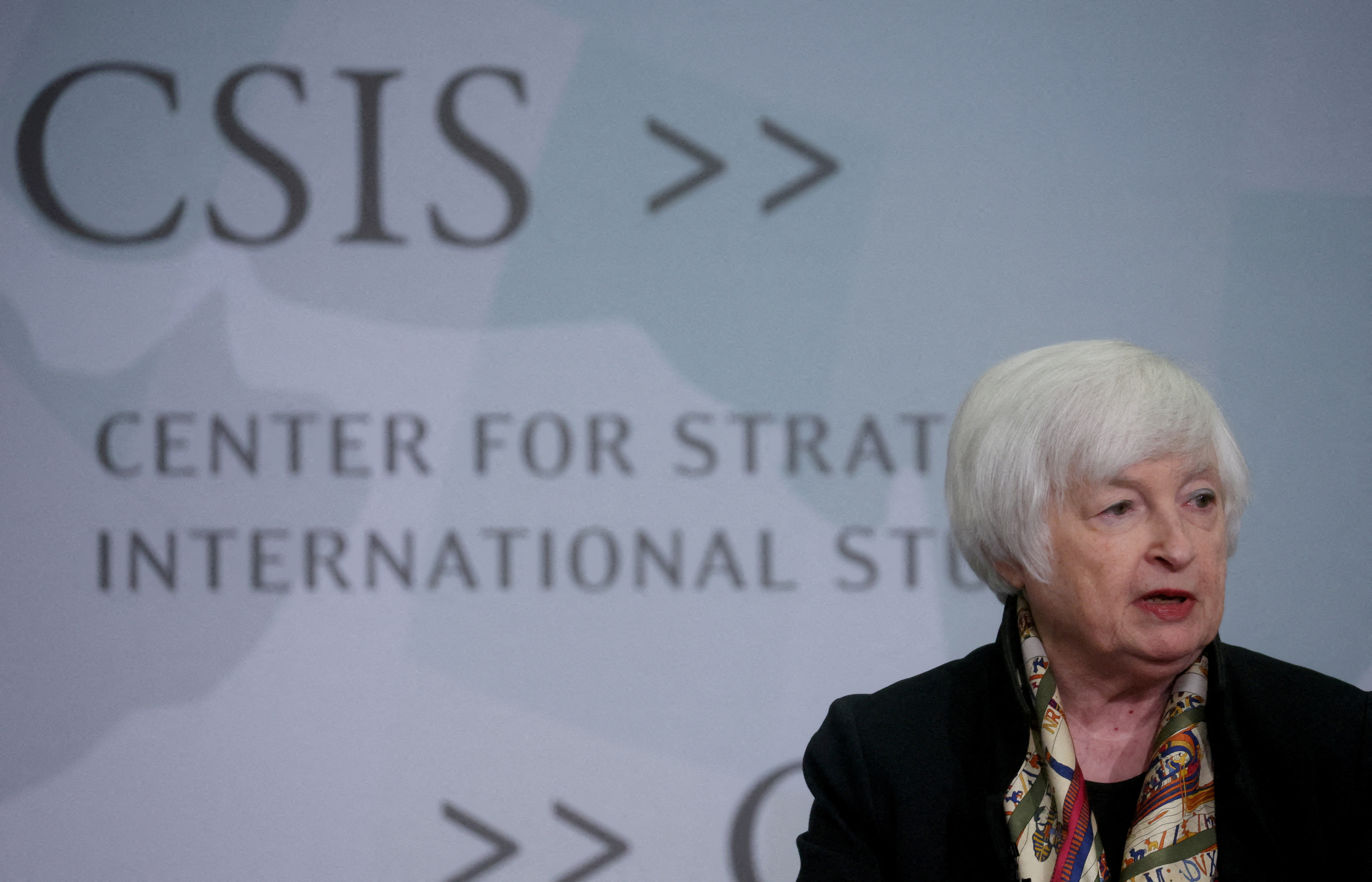 U.S. Treasury Secretary Janet Yellen delivers remarks on "Next Steps in the Evolution of Development Finance" at a Center for Strategic and International Studies (CSIS) in Washington, U.S., February 9, 2023. REUTERS/Leah Millis/File Photo