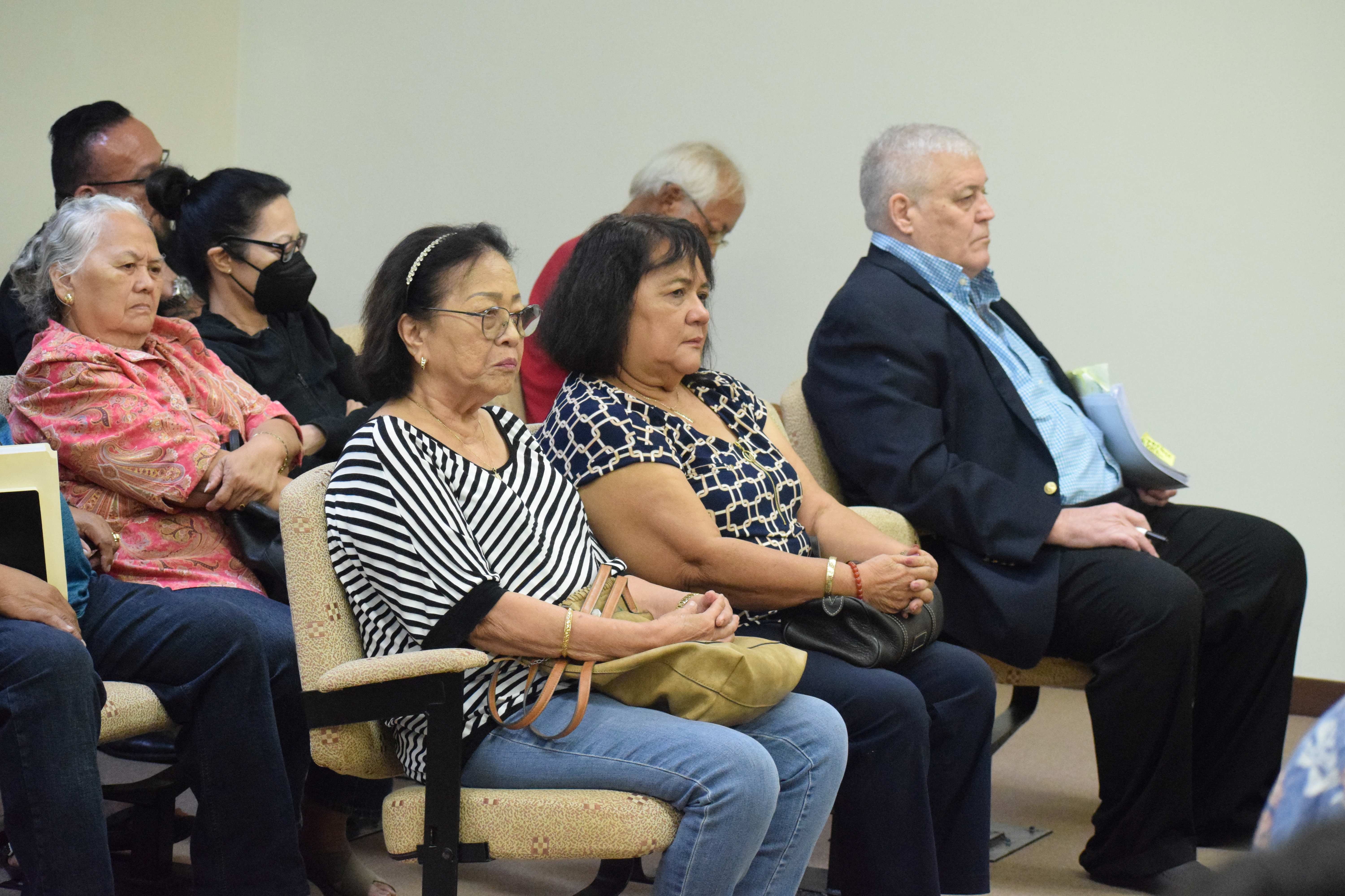 Commonwealth Port Authority board nominee Bruce L. Jorgensen, right, listens during a Senate Executive Appointment and Government Investigations Committee confirmation hearing last month in the Senate chamber.