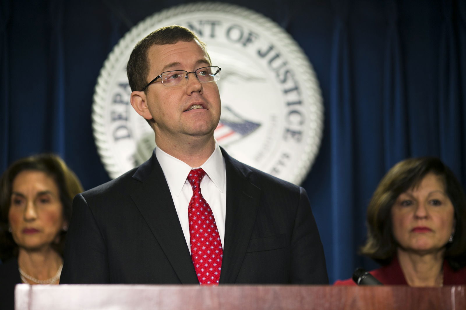 U.S. Associate Attorney General Stuart Delery speaks as federal officials announce the indictment of the New England Compounding Center (NECC) in Boston, Massachusetts, December 17, 2014. REUTERS/Dominick Reuter/File Photo