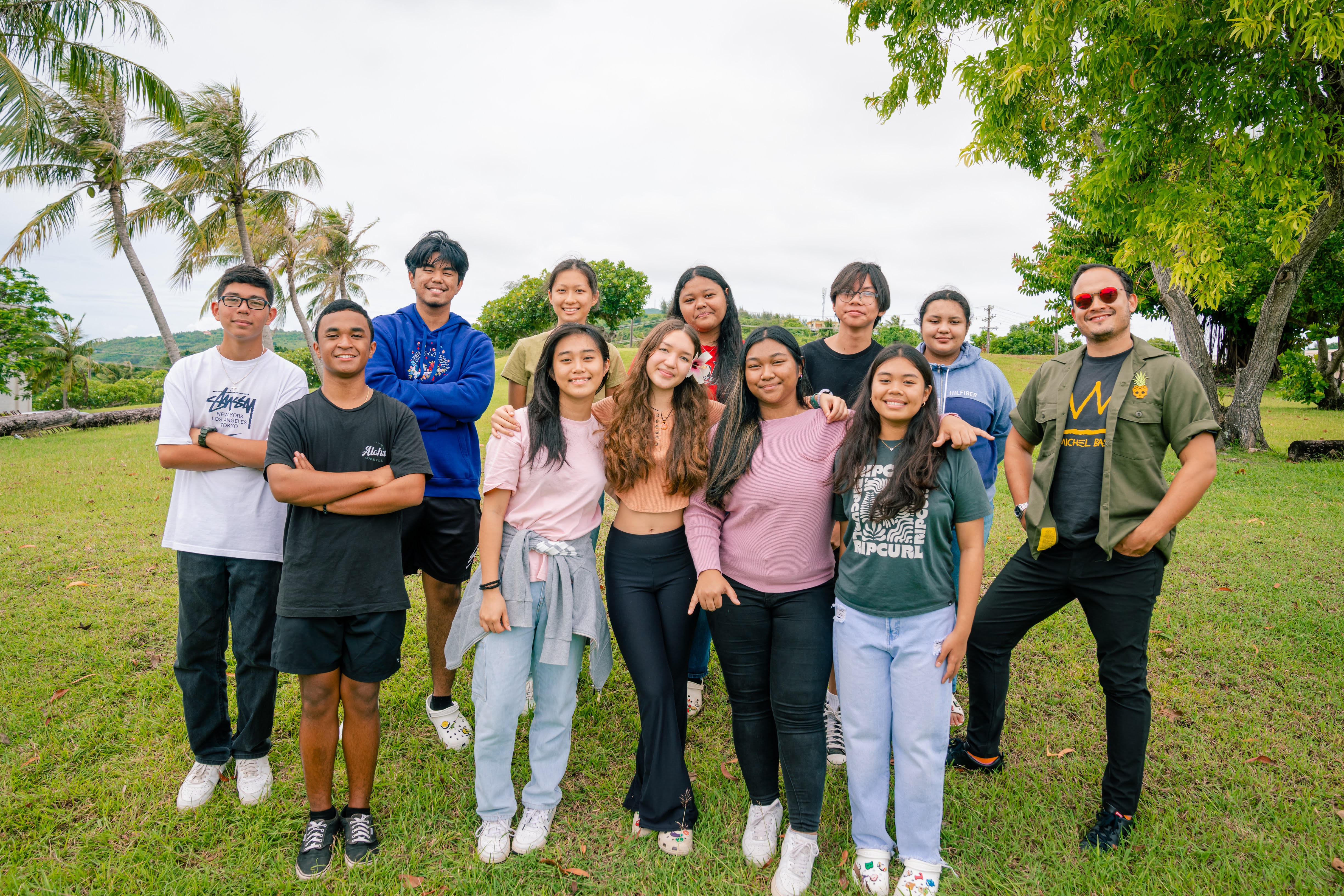 “The Cinema on Saipan: Movie Making in the Marianas” participants pose for a photo with their instructor, Demetrius Borge, right.