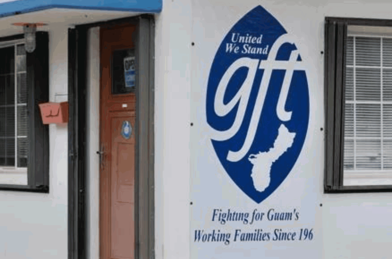 The Guam Federation of Teachers sign near the building’s entrance in Mangilao on Aug. 10, 2023