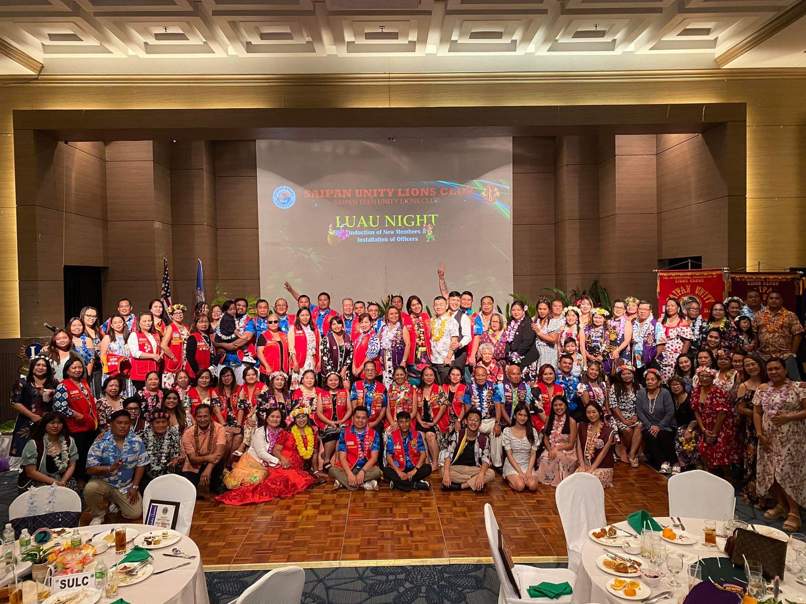 A group photo with all the members and guests during the Saipan Unity Lions Club’s induction of new members and installation of officers at the Taga Hall of Saipan World Resort on Aug. 19, 2023.