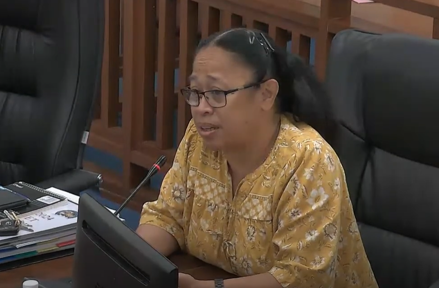 Department of Community and Cultural Affairs Secretary Mary Margaret Sablan appears before the House Ways and Means Committee on June 16, 2023.
