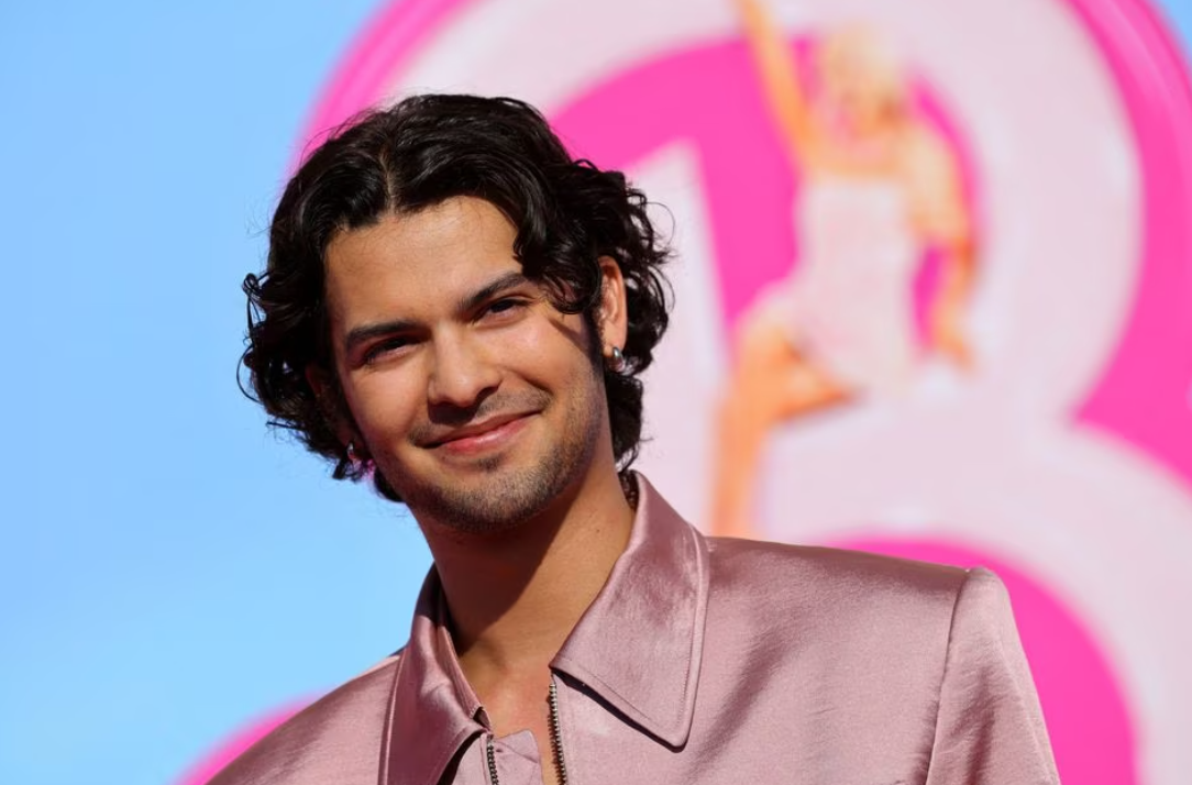 Xolo Mariduena poses on the pink carpet for the world premiere of the film "Barbie" in Los Angeles, California, July 9, 2023.