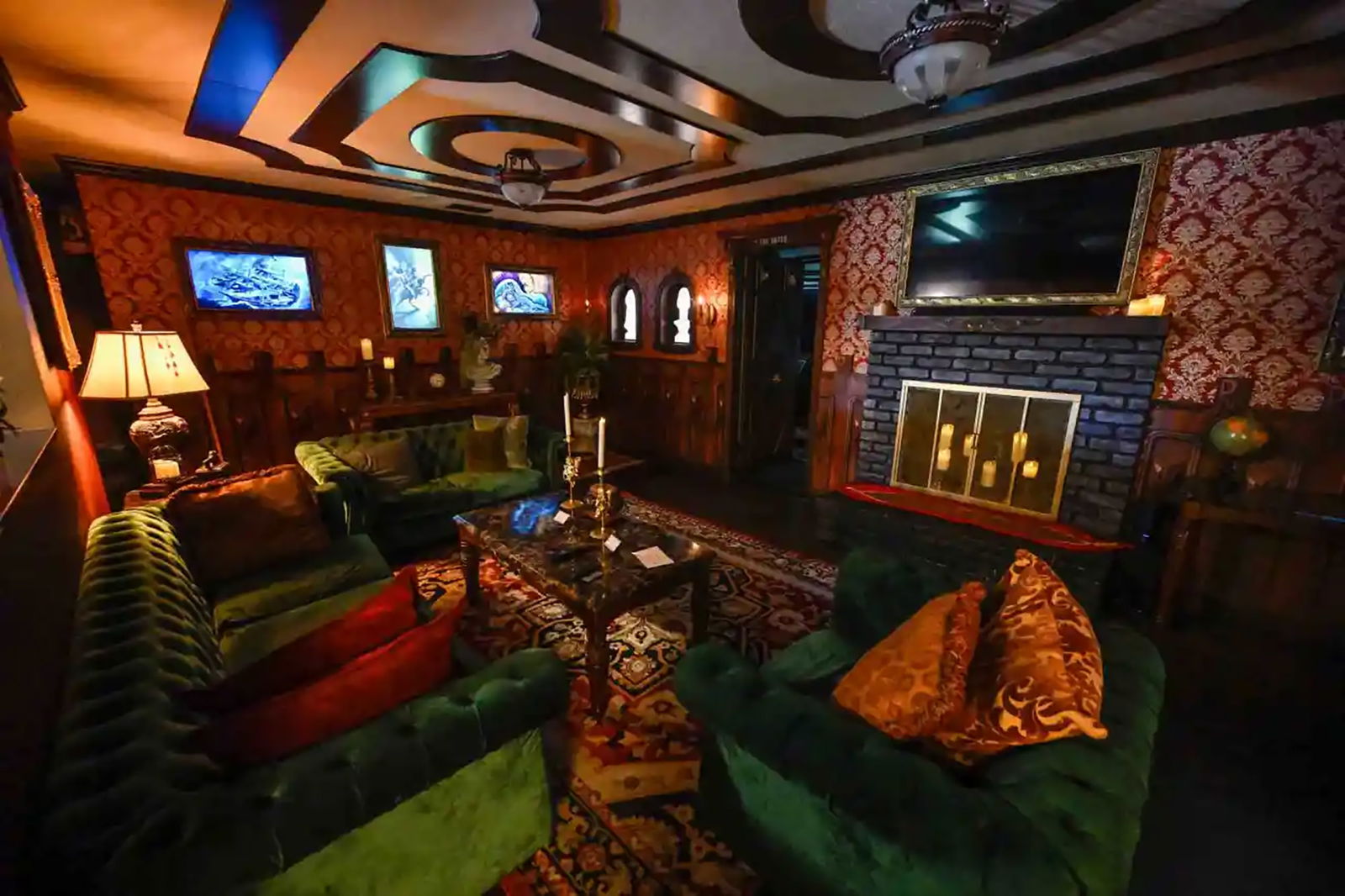 The living room at a Haunted Mansion-themed Airbnb on July 17, 2023, in Fullerton, California. (Jeff Gritchen/Orange County Register/TNS)