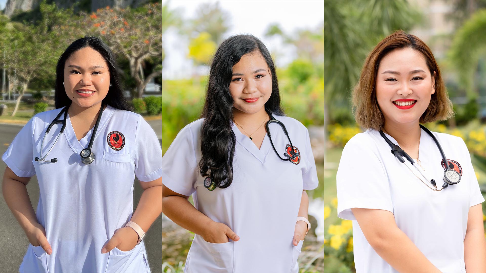 From left, Claudilyn Lacbayo, Crystal Delos Reyes and Pearl Lauritzen.
