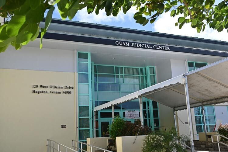 The entrance to the Guam Judicial Center in Hagåtña is shown July 16, 2023.
