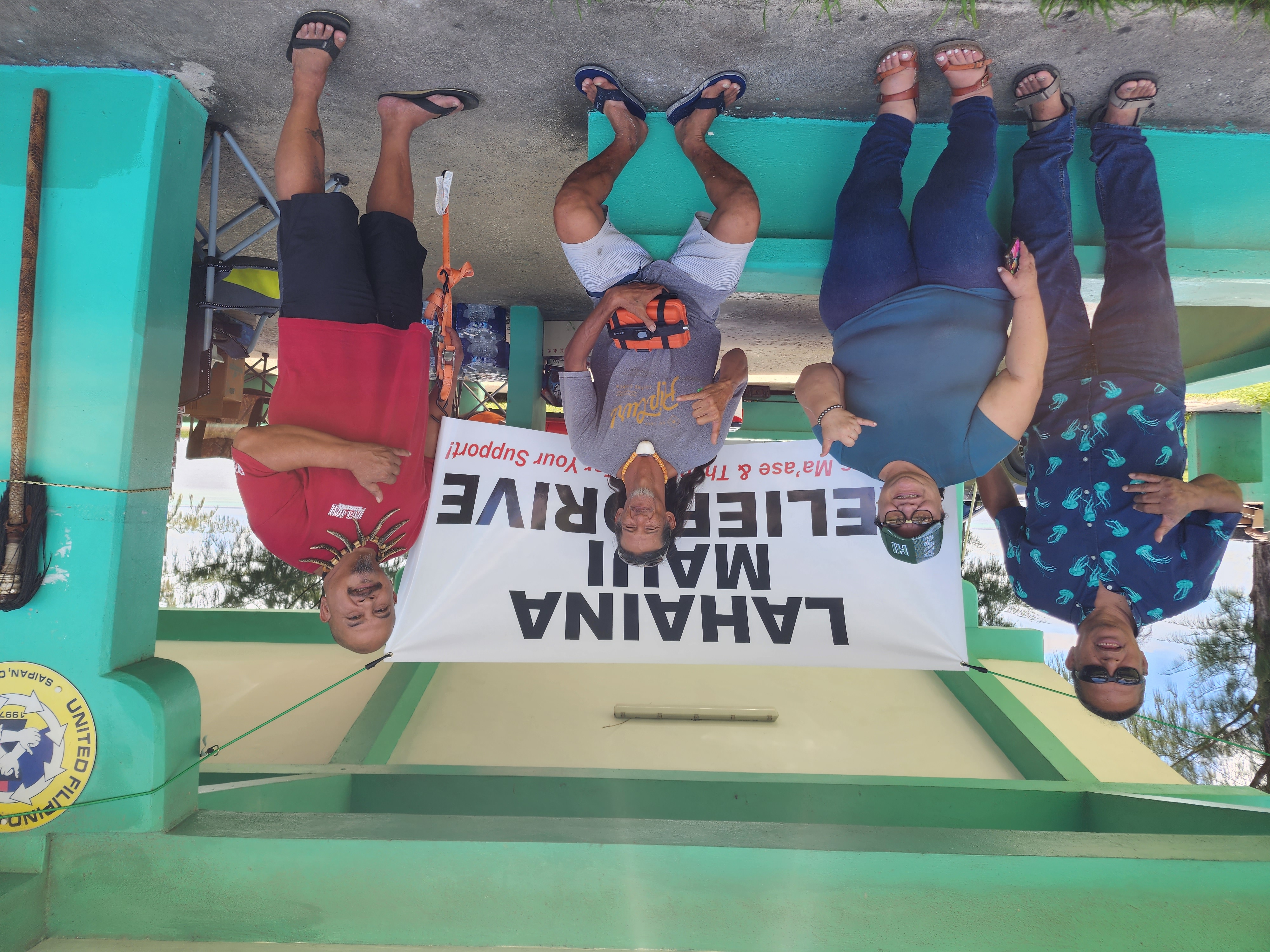 Edwin Raymond Borja Quitugua, Herman Tudela, Liana Hofschneider and her husband Richard Hofschneider are holding a relief drive for the survivors of the Maui wildfire.         