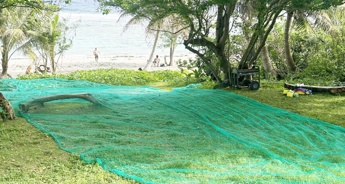This net was found by Nisha Dubrall and her family over the weekend at Obyan Beach.