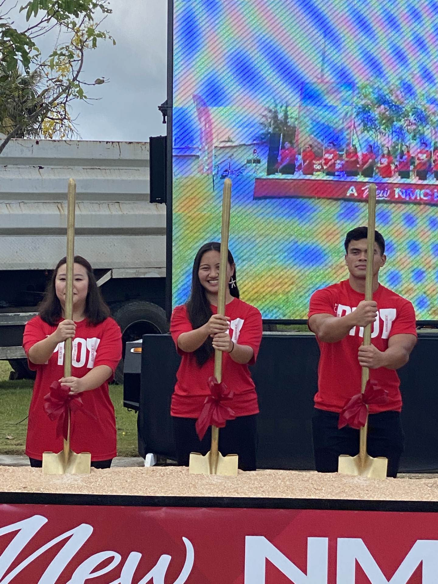 Northern Marianas College students participate in the groundbreaking ceremony