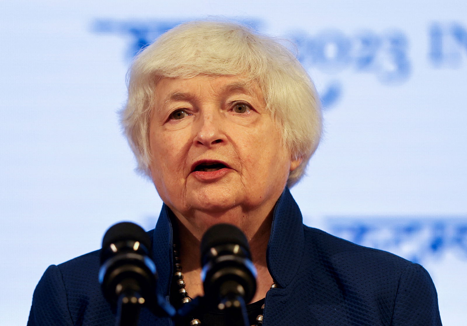 U.S. Treasury Secretary Janet Yellen addresses a news conference during a G20 finance ministers' and Central Bank governors' meeting at Gandhinagar, India, July 16, 2023. REUTERS/Amit Dave