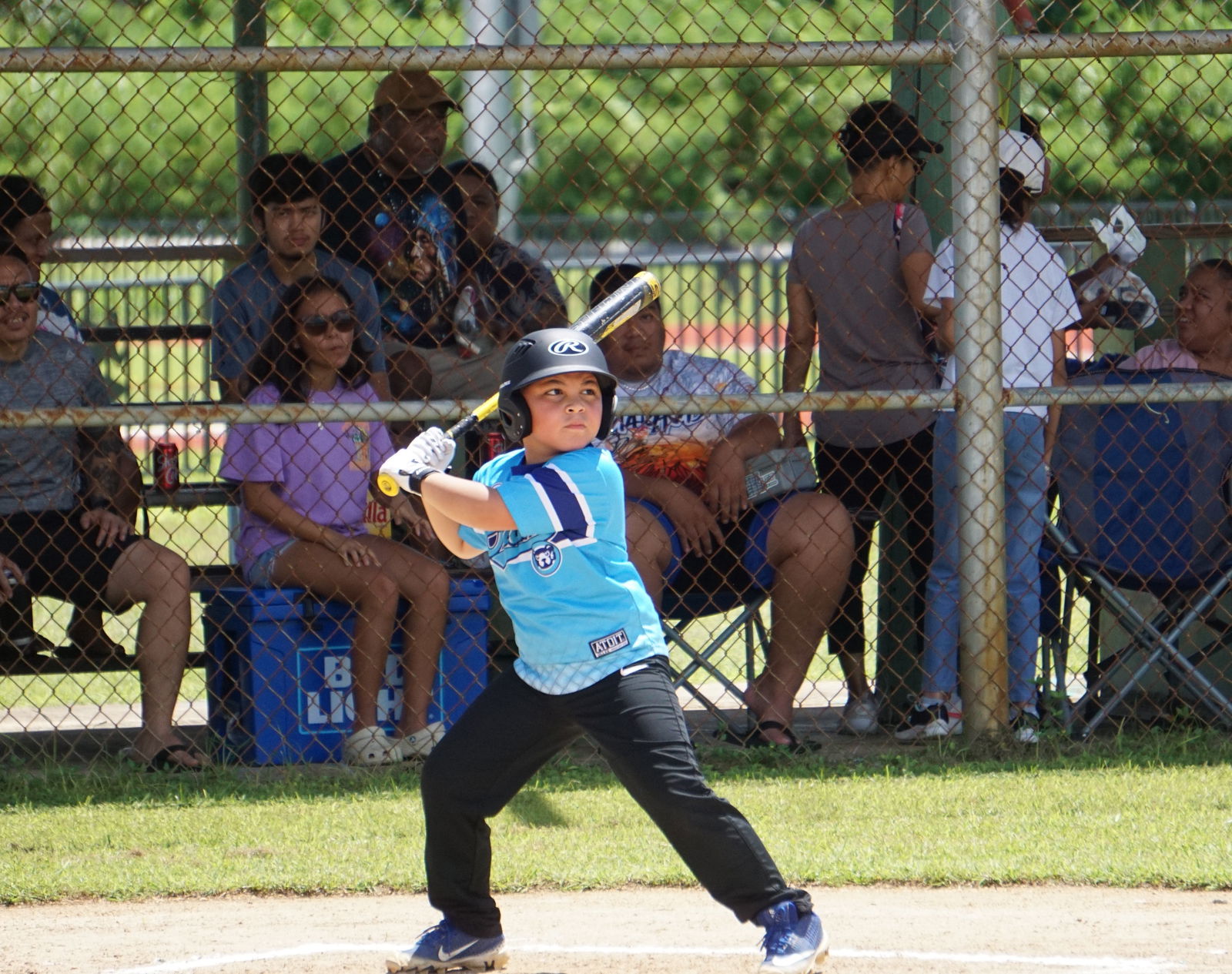 Little Cubs' Logan Jones gets ready at bat during a quarterfinal game of the 2023 Saipan Baseball League U12 Tournament on Saturday at the Miguel "Tan Ge" Pangelinan Baseball Field