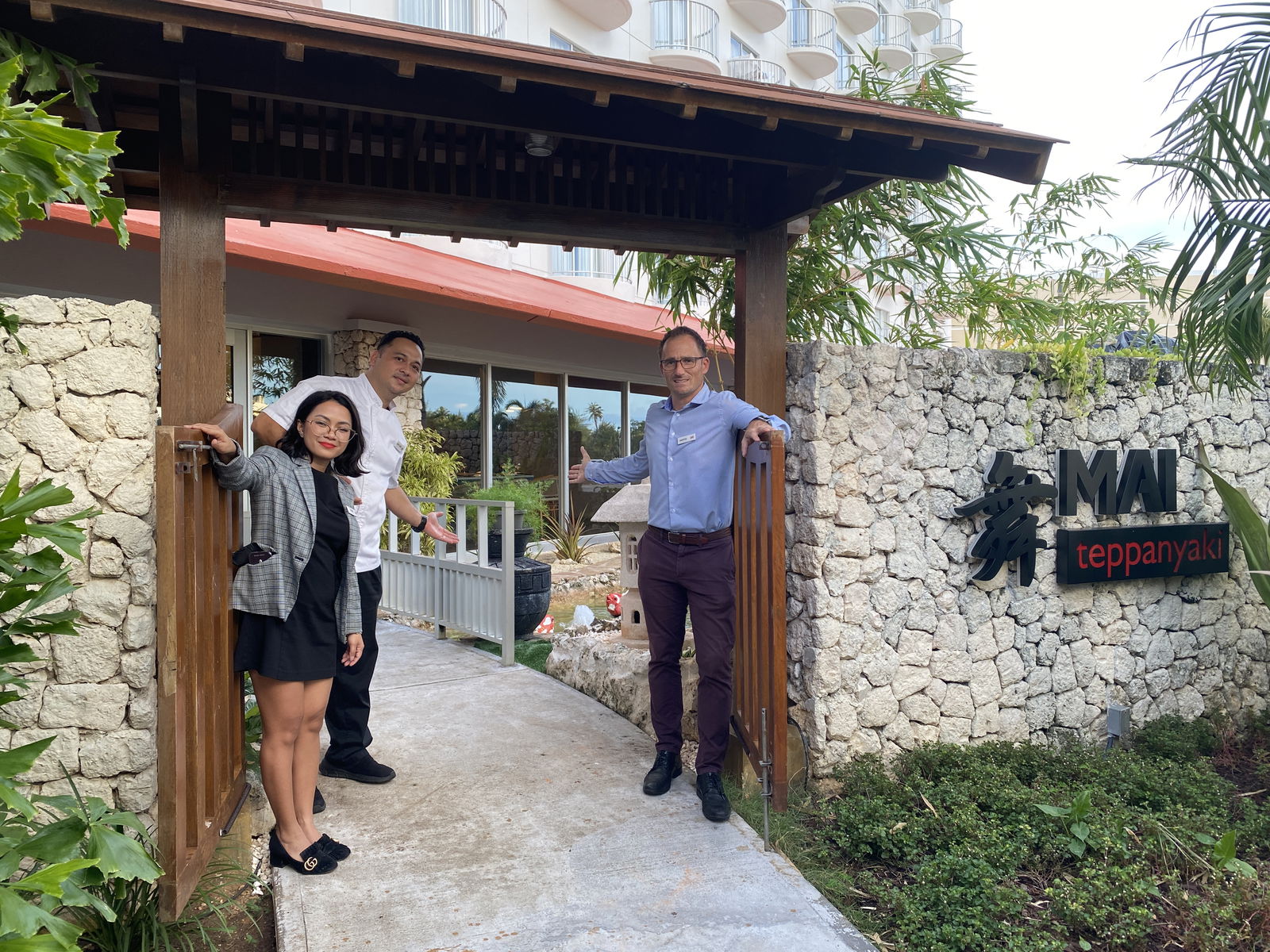 Trixie Sablan, sales and marketing supervisor; Zenn Tomokane, Crowne Plaza executive sous chef; and Martin Jambor, food and beverage director.
