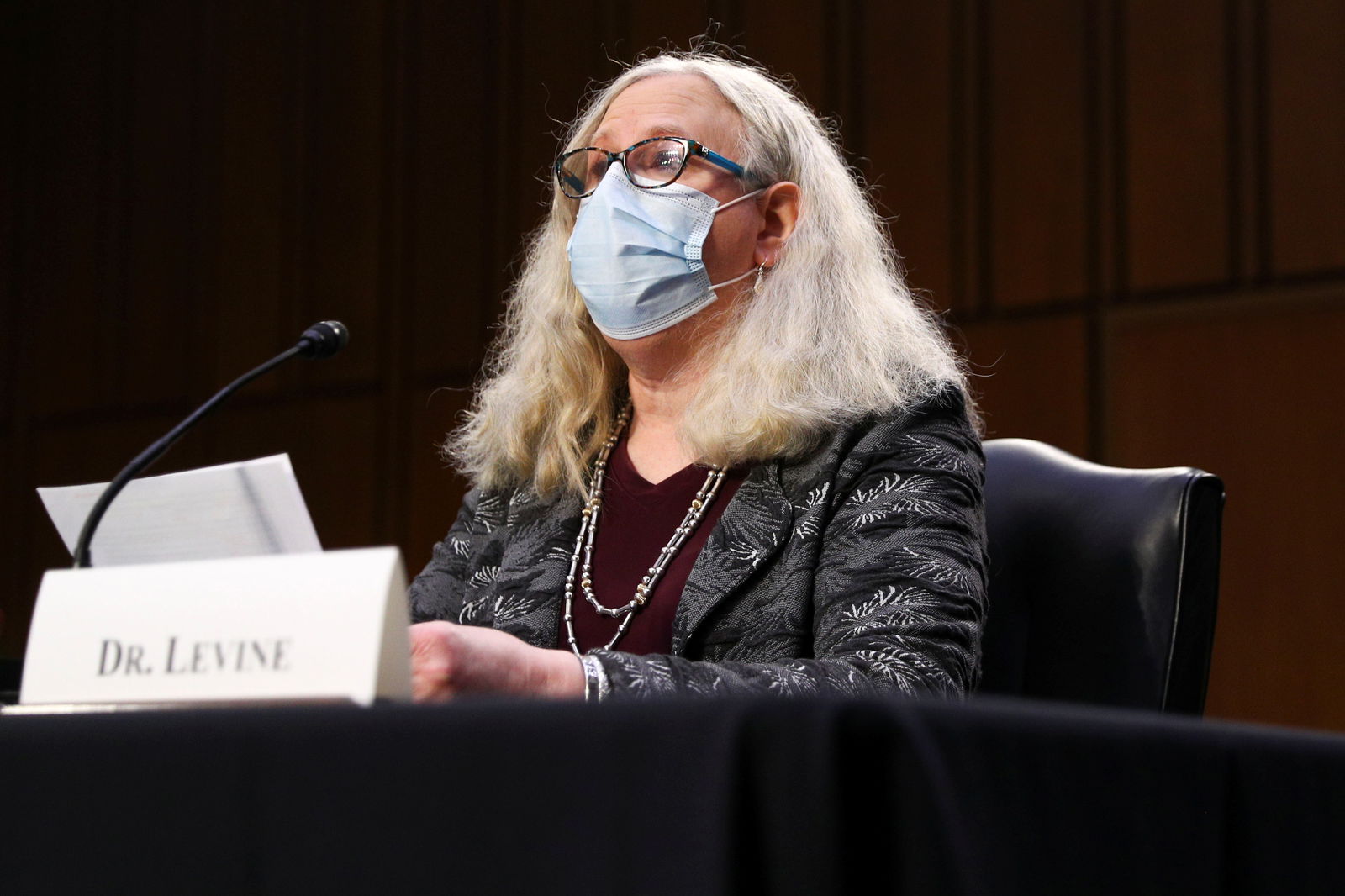 Rachel Levine, nominated to be an assistant secretary at the Department of Health and Human Services, testifies during a Senate Health, Education, Labor, and Pensions Committee hearing on Capitol Hill in Washington, U.S., February 24, 2021. REUTERS/Tom Brenner/Pool/File Photo