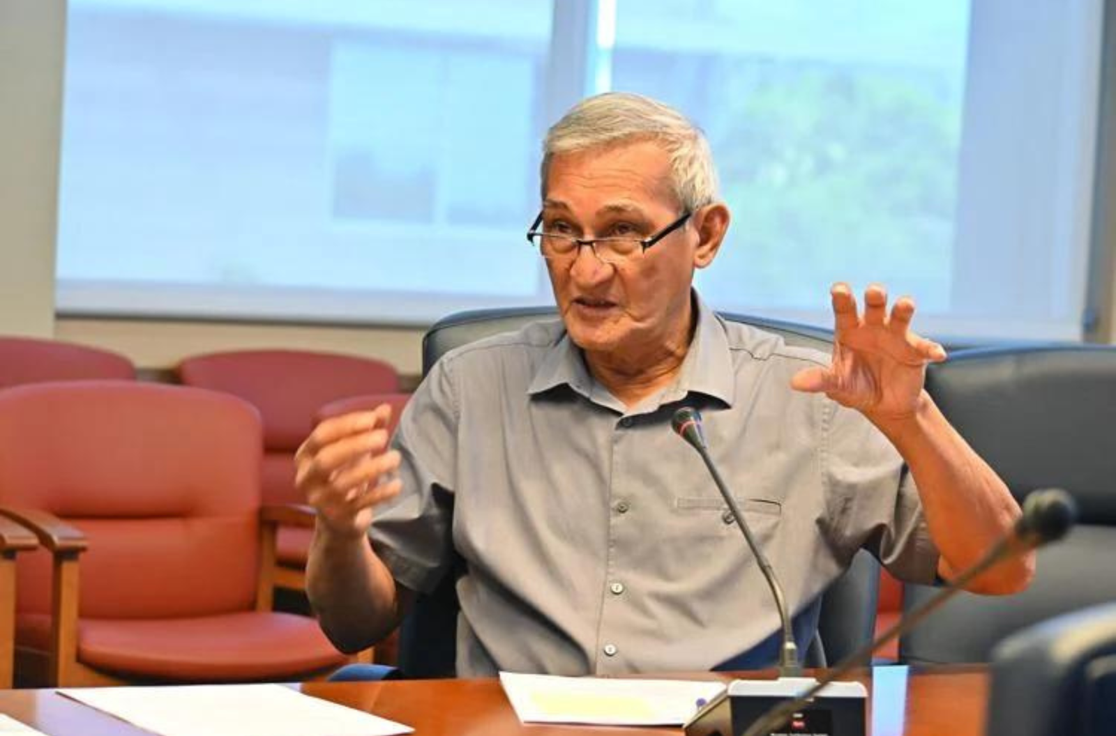 Guam Power Authority General Manager John Benavente addresses the Consolidated Commission on Utilities board of trustees Wednesday, April 26, 2023.