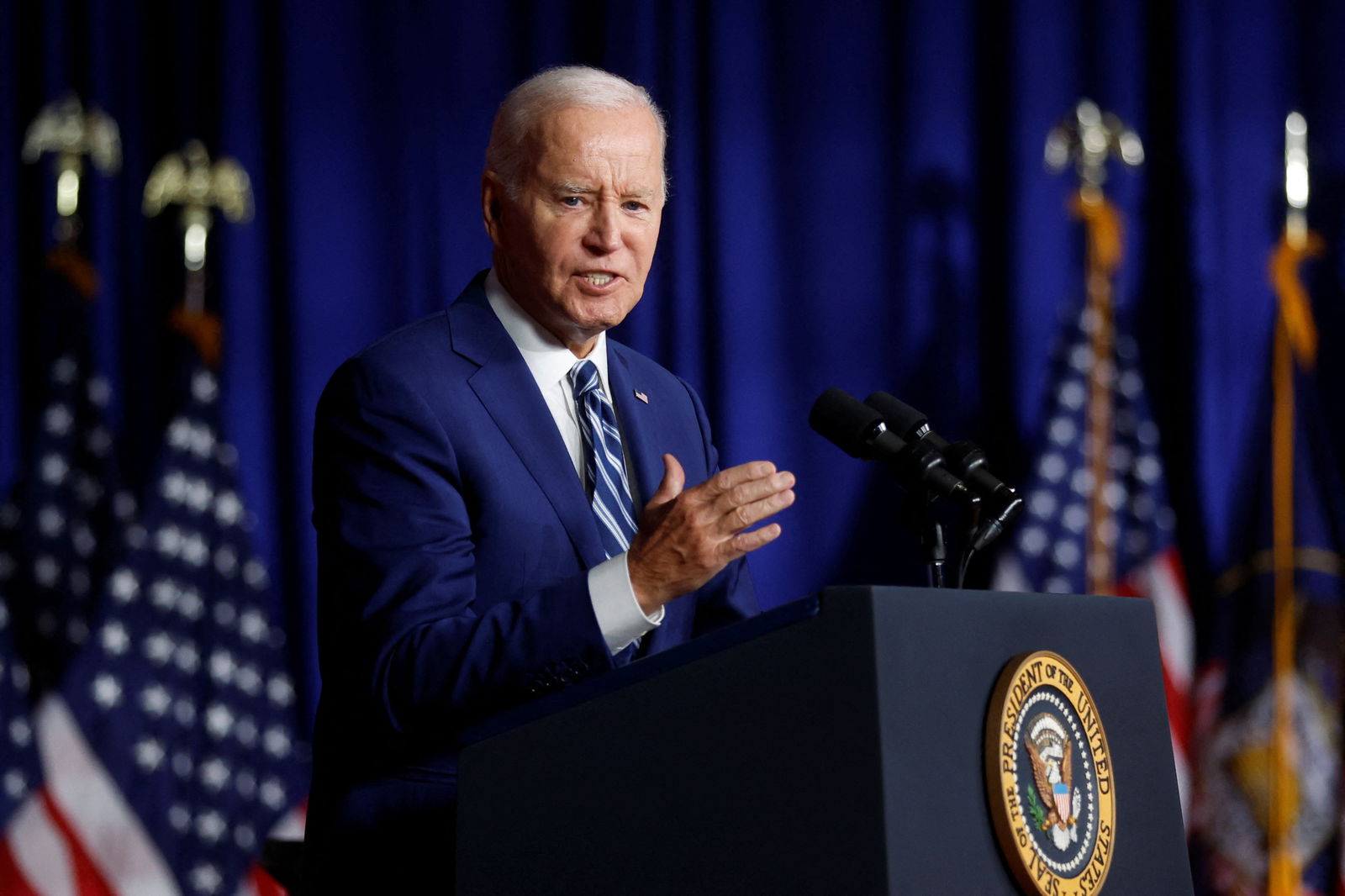 U.S. President Joe Biden delivers remarks on veterans' care at George E. Wahlen Department of Veterans Affairs Medical Center in Salt Lake City, Utah, U.S. August 10, 2023. REUTERS/Jonathan Ernst/File Photo