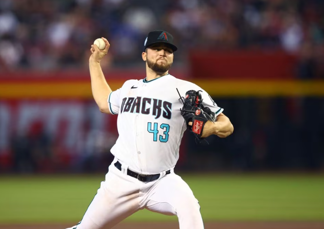 Arizona Diamondbacks pitcher Slade Cecconi in the third inning against the Cincinnati Reds at Chase Field in Phoenix, Arizona, Aug. 27, 2023.