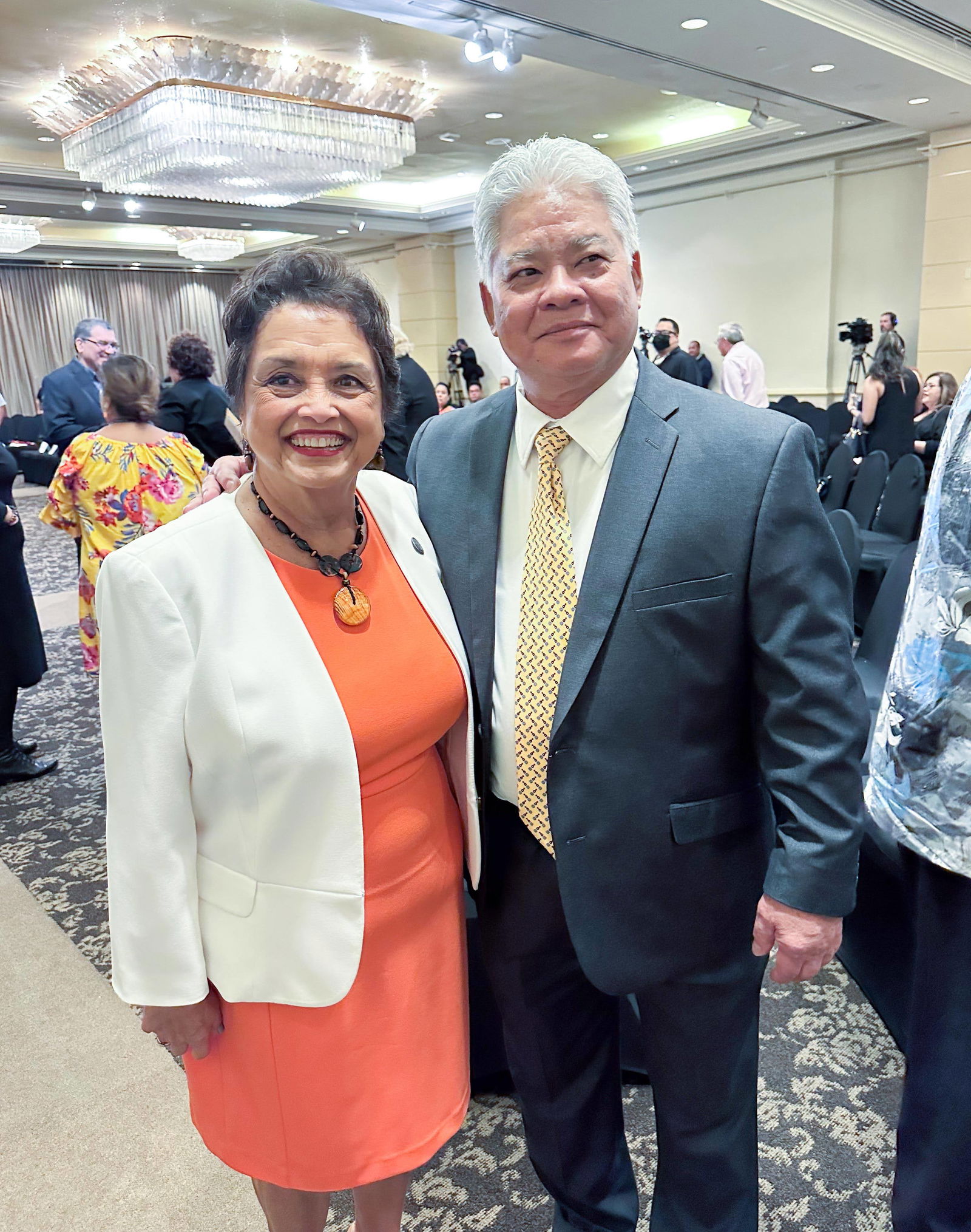 Gov. Arnold I. Palacios with Guam Gov. Lou Leon Guerrero.