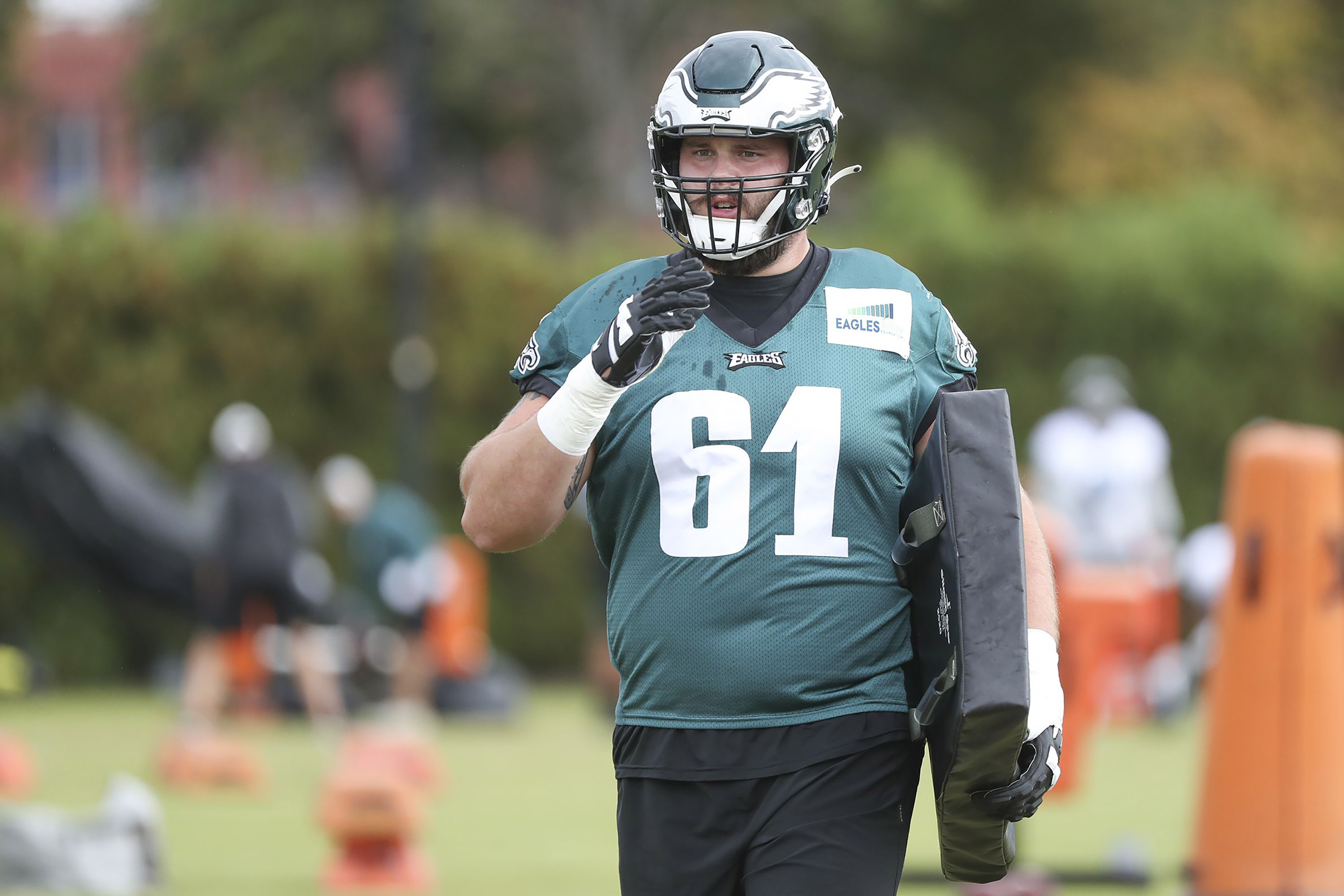 Eaglesâ€™ guard Josh Sills during practice at the NovaCare Complex in South Philadelphia last October. Sills was acquitted Friday of raping and kidnapping a young woman and former high school classmate in his Ohio hometown. (Heather Khalifa/The Philadelphia Inquirer/TNS)
