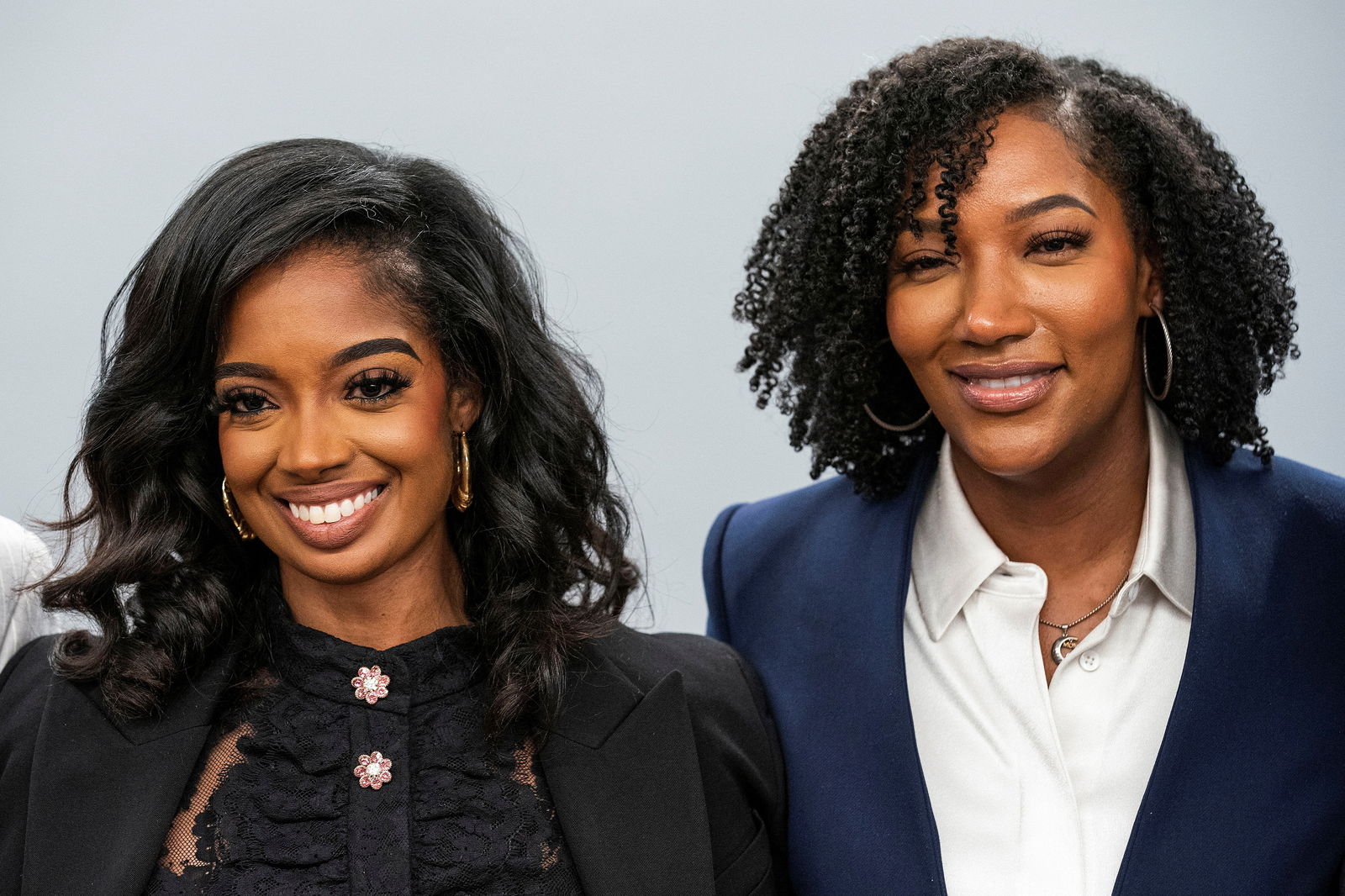 Fearless Fund co-partners Arian Simone and Ayana Parsons attends a press conference in New York, U.S., August 10, 2023. REUTERS/Eduardo Munoz