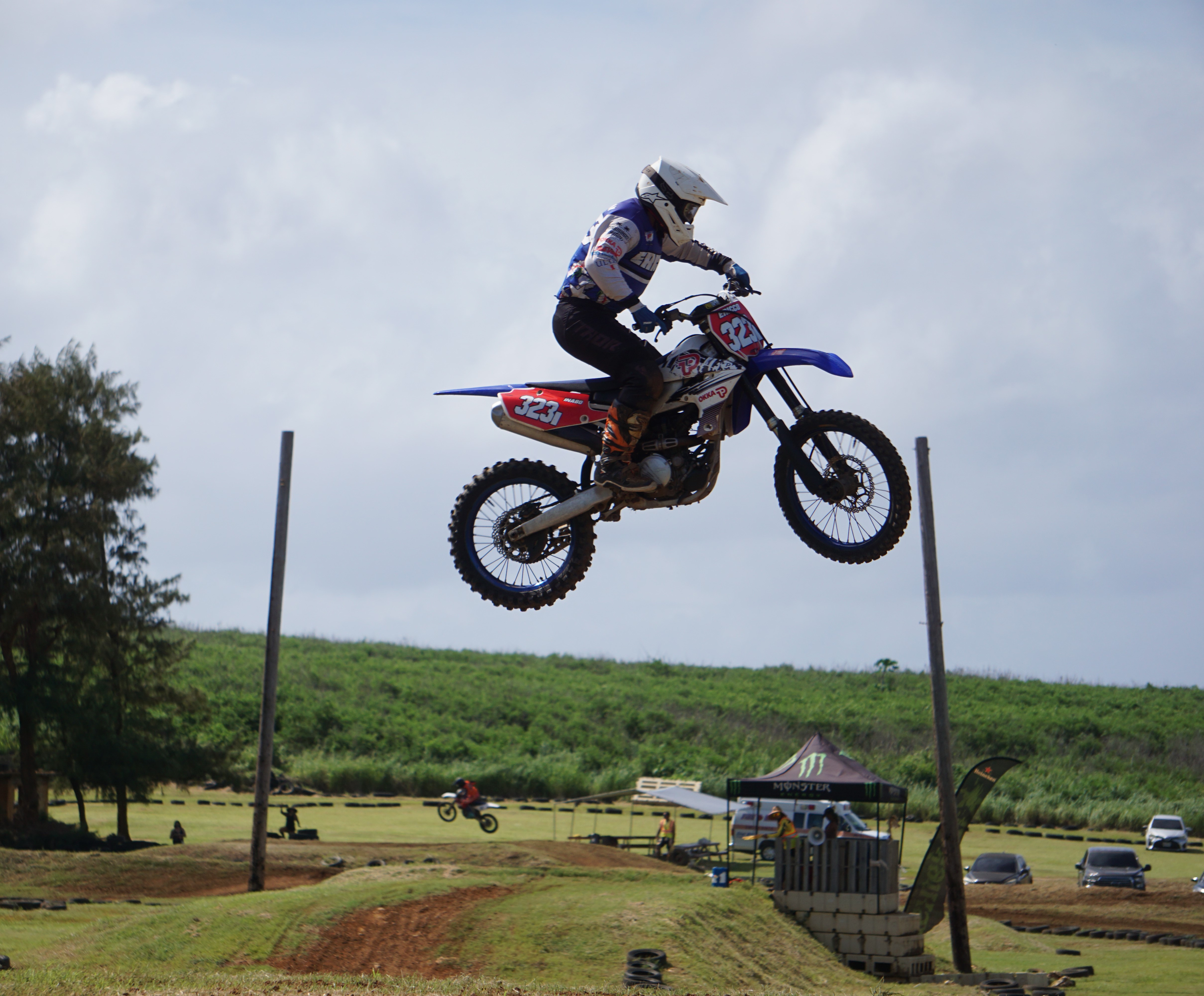 Corry Pangelinan gets some air as he leads the intermediate class during round 7 of the 2023 MRA Monster Energy Points race series Sunday at Cowtown Raceway Park.