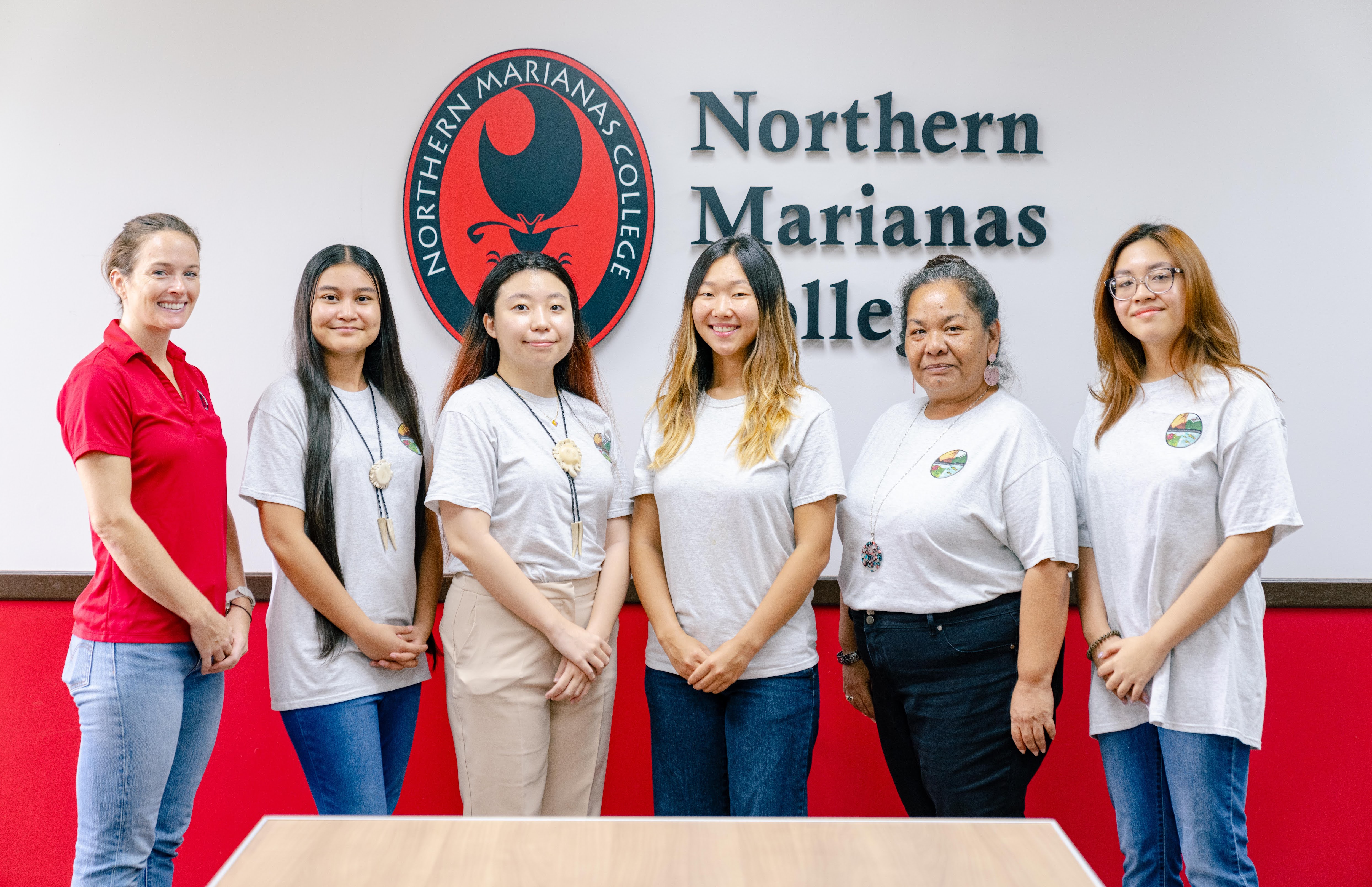 Northern Marianas College Natural Resource Program Coordinator Kelsey McClellan with NMC students Ainah Tomokane Chargualaf, Esther Hansol Huh, Grace Min Choi, Daisy Rina Mendiola, and Erin Pascual Ferrer.