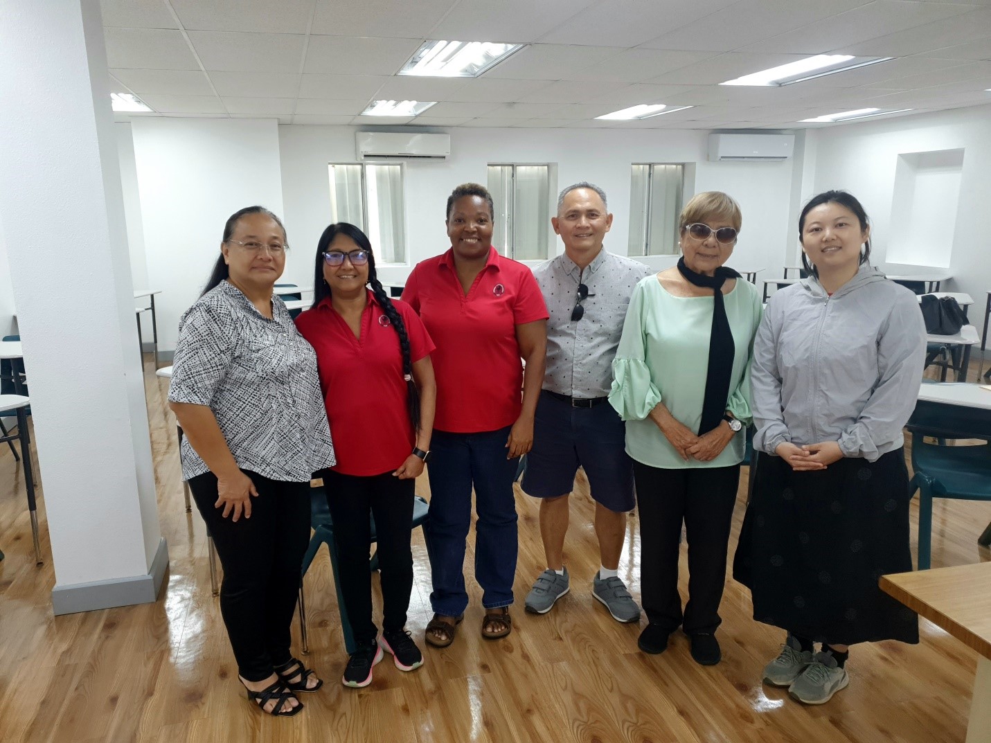 From left, Saipan and Northern Islands Municipal Council  Secretary Carmen Cabrera Pangelinan, NMC-CREES Program Manager Roxe Lazaro, NMC Business Program’s Karim Johnson, former Rep. William Torres, Council Vice Chairwoman Antonia Manibusan Tudela, and Dr. Yuni Zhao.