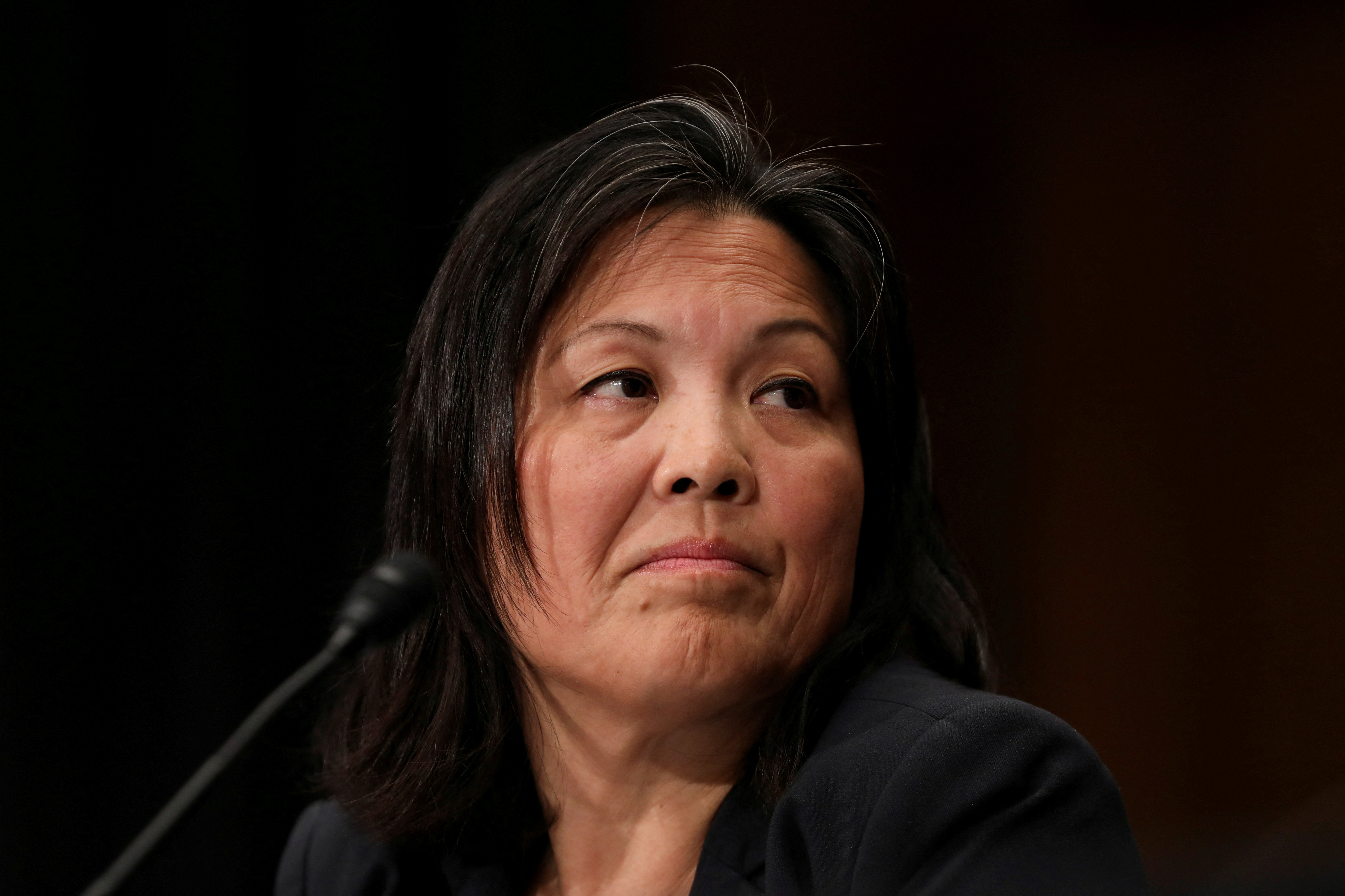 Julie Su appears before a Senate Health, Education, Labor and Pensions Committee hearing on her nomination to be Labor Secretary, on Capitol Hill in Washington, U.S., April 20, 2023. REUTERS/Amanda Andrade-Rhoades/File Photo