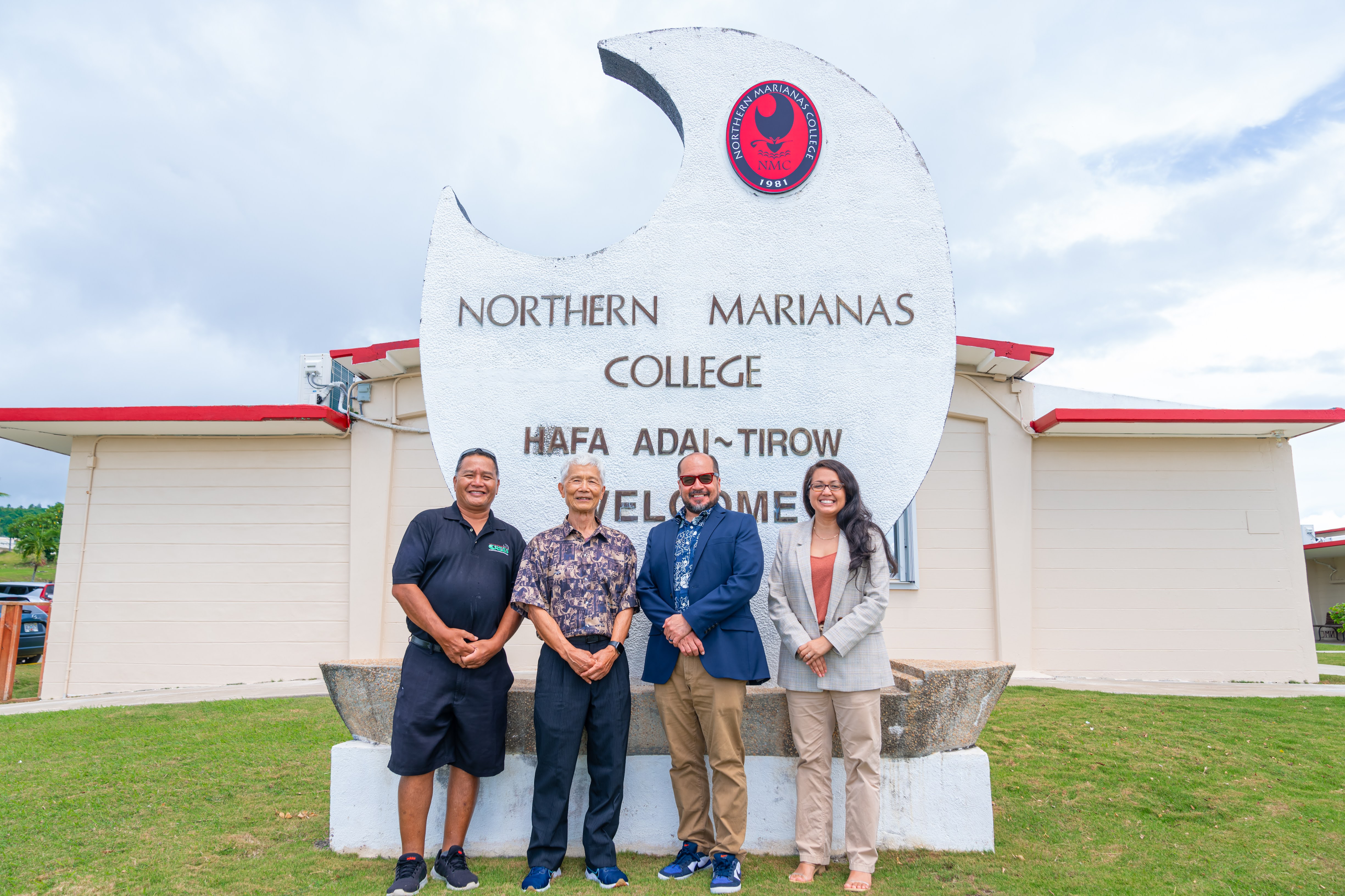 From left, NMC-CREES A&NR Program Leader Michael Ogo, Executive Director for the Center for Tropical and Subtropical Aquaculture Dr. Cheng Sheng Lee, NMC President Galvin Deleon Guerrero, EdD, and NMC-CREES Interim Dean Patty Coleman.
