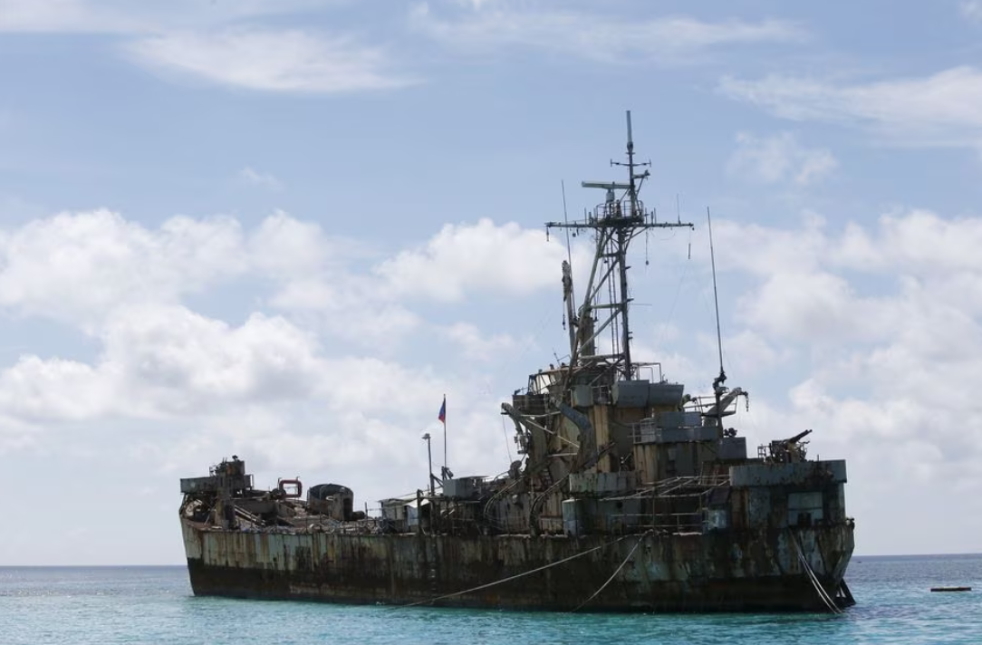 BRP Sierra Madre, a dilapidated Philippine Navy ship that has been aground since 1999 is pictured on the disputed Second Thomas Shoal, part of the Spratly Islands, in the South China Sea, March 29, 2014