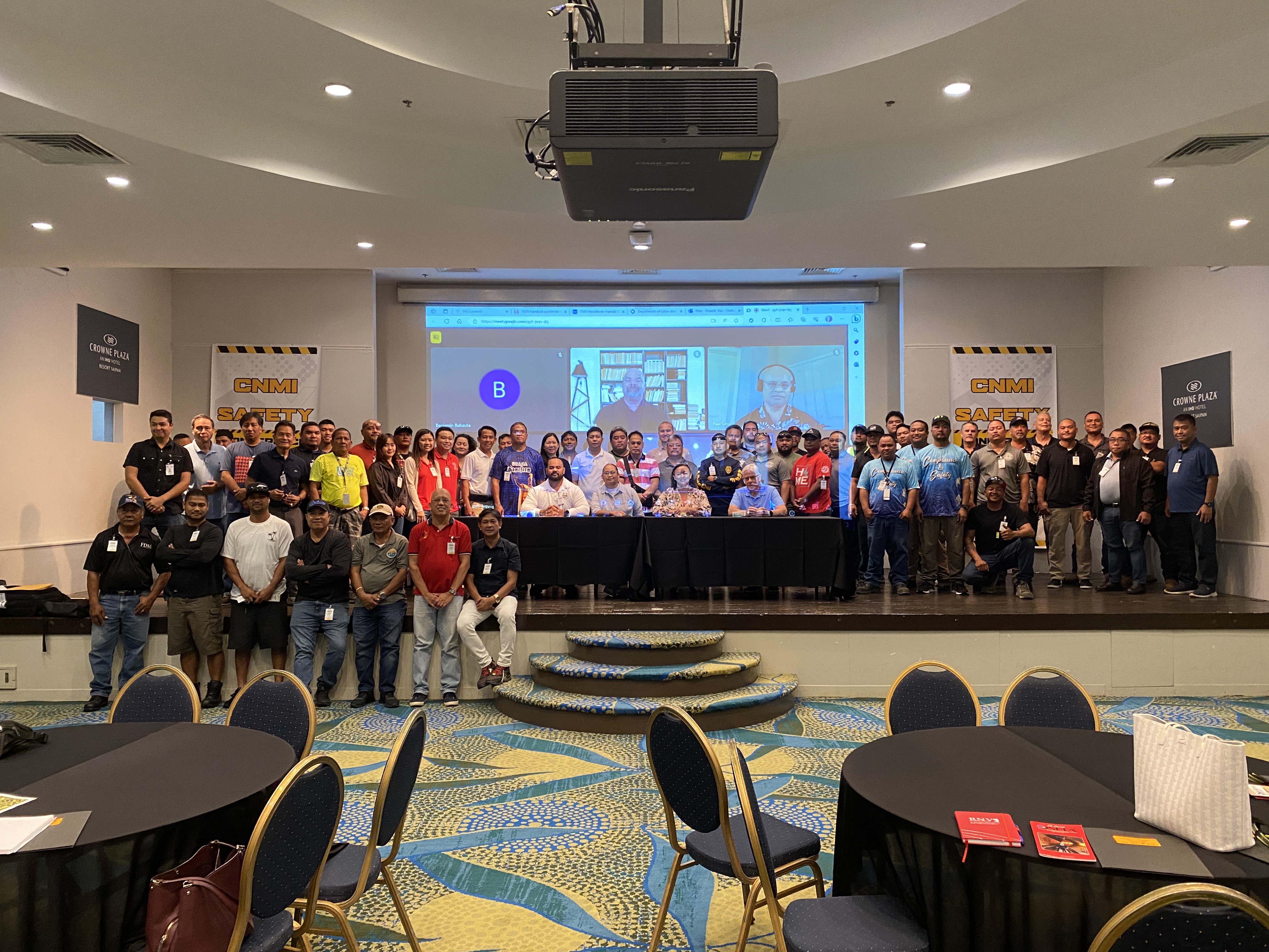 Participants of the first CNMI Safety Conference pose for a photo on Aug. 21 at the Crowne Plaza Resort.