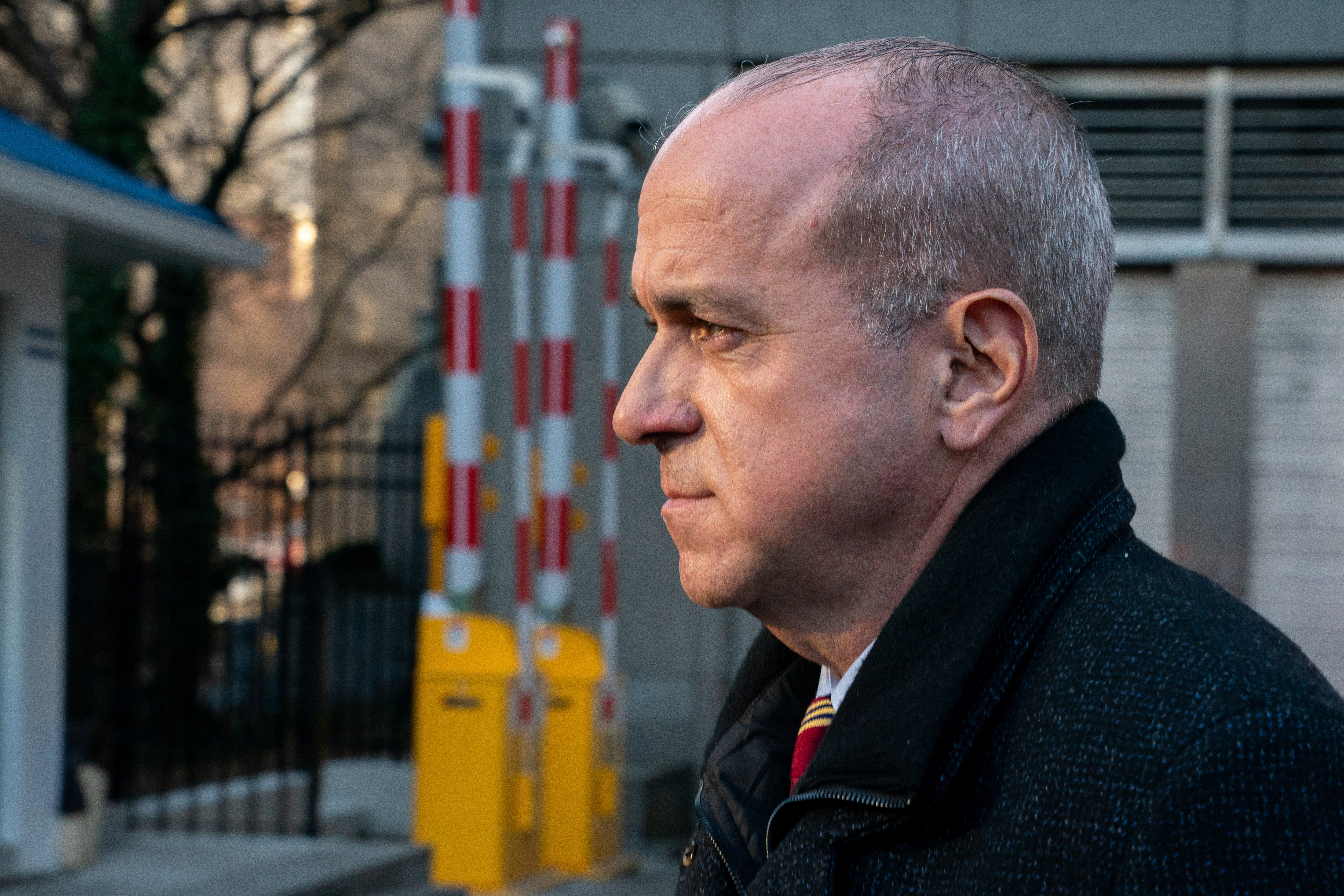Ed Mullins, former president of the NYPD Sergeants Benevolent Association (SBA), exits following his initial court appearance for defrauding a union, at the United States Courthouse in the Manhattan borough of New York City, U.S., February 23, 2022. REUTERS/David 'Dee' Delgado/File Photo