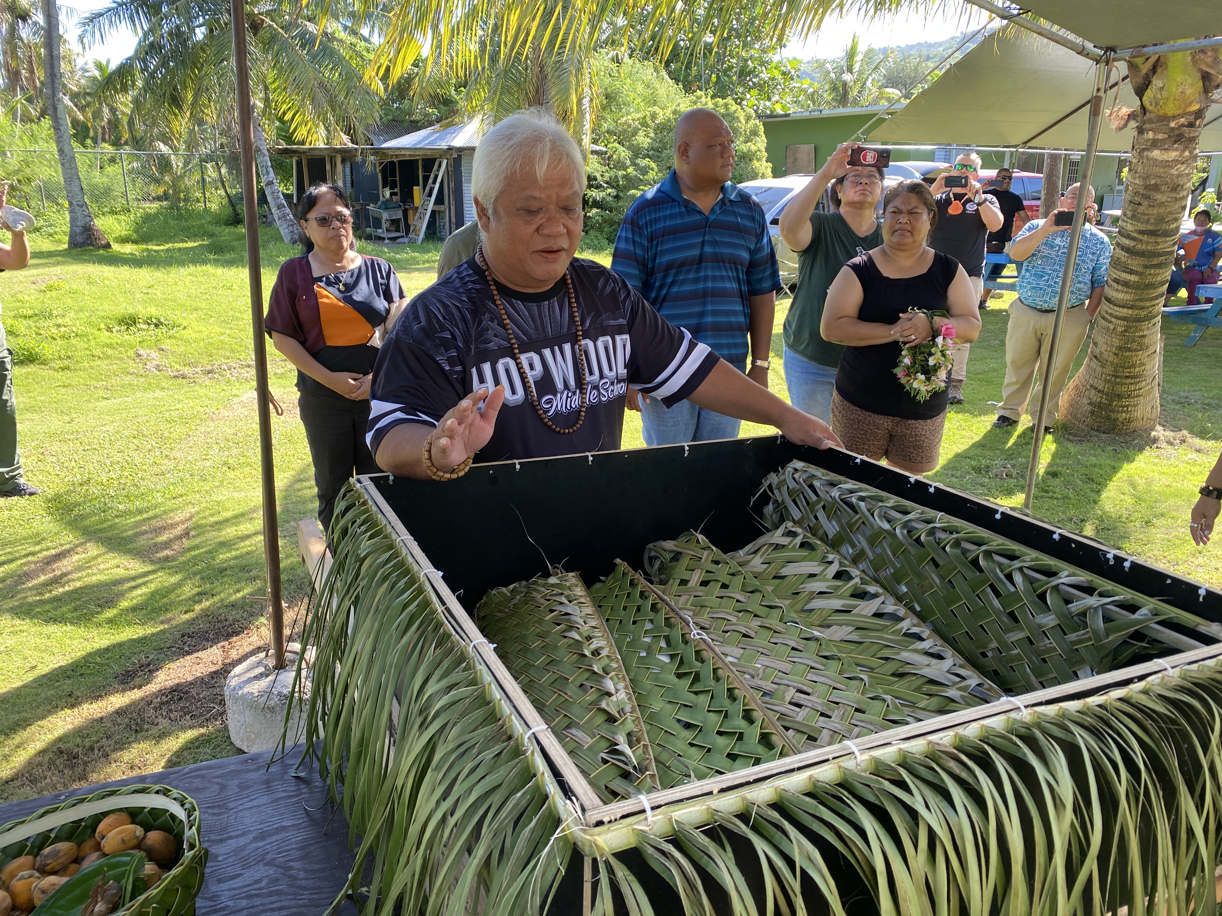 Donald Mendiola speaks to the spirits of the ancestral Chamorros.