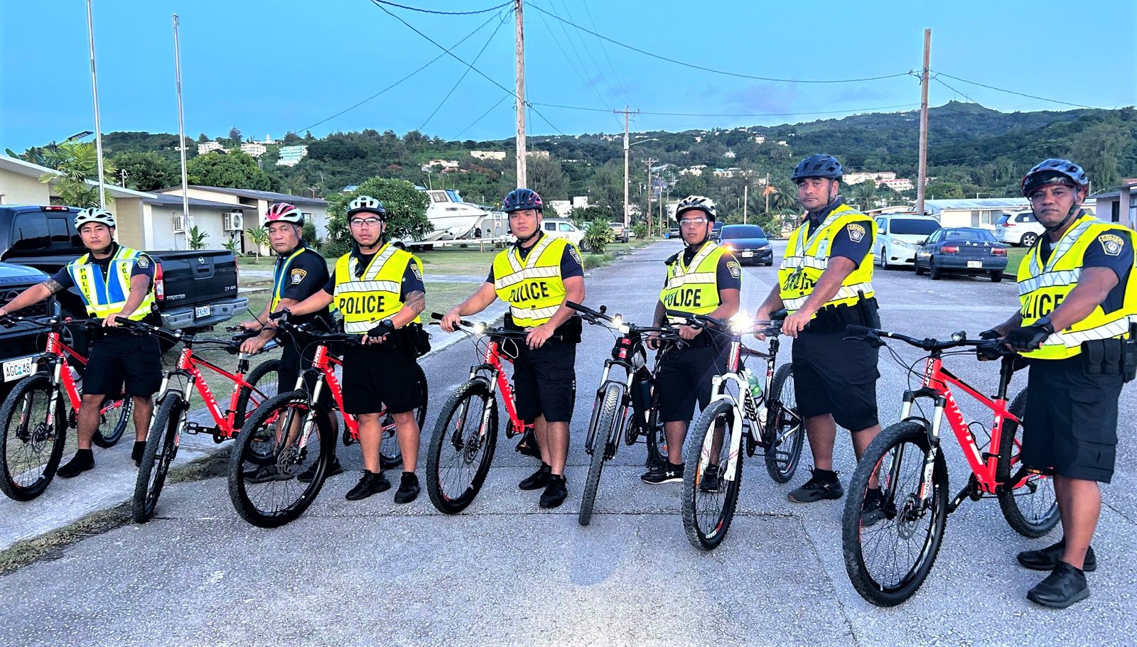The Department of Public Safety relaunches its bike patrol unit in the main tourist district of Garapan, Saipan on Aug. 4, 2023.