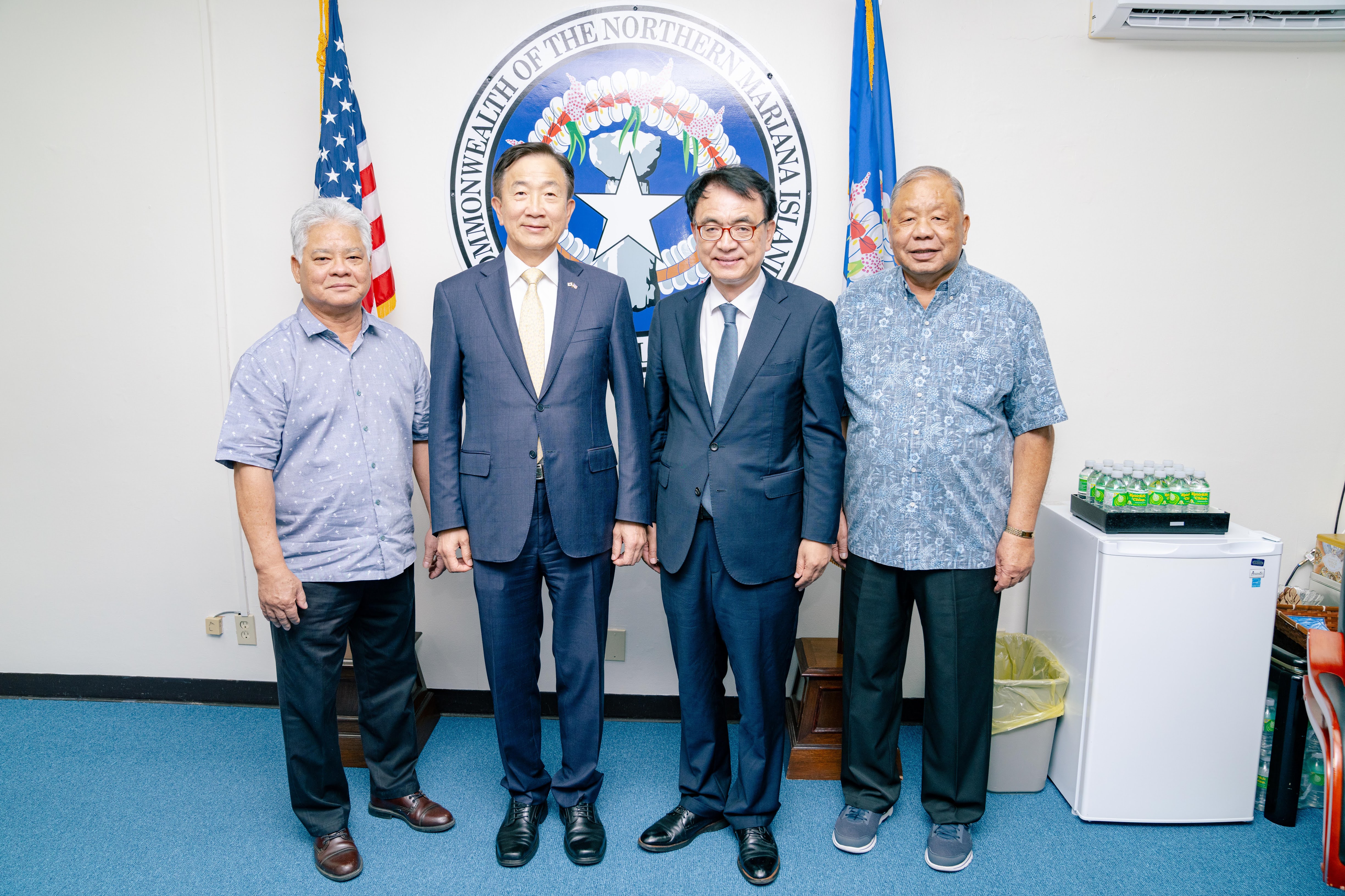 From left, Gov. Arnold I. Palacios;  Lee Seo Young, Korean consul general in Hawaii; In Kook Kim, head of the Korean Consulate in Guam; and Lt. Gov. David M. Apatang.