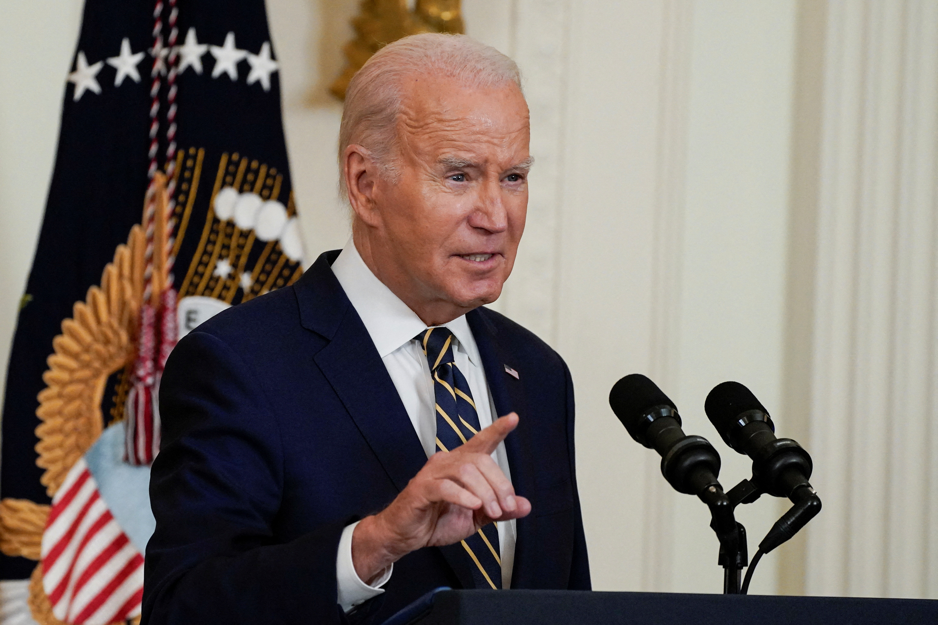 U.S. President Joe Biden delivers remarks on access to mental health care in the East Room of the White House in Washington, U.S., July 25, 2023. REUTERS/Elizabeth Frantz/File Photo