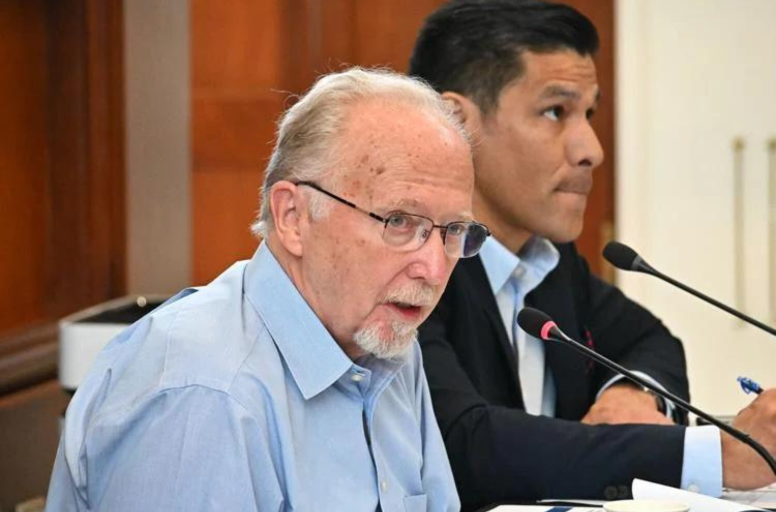Guam Department of Education Superintendent Kenneth Swanson answers questions during a legislative budget hearing Aug. 14, in the Guam Congress Building in Hagåtña.