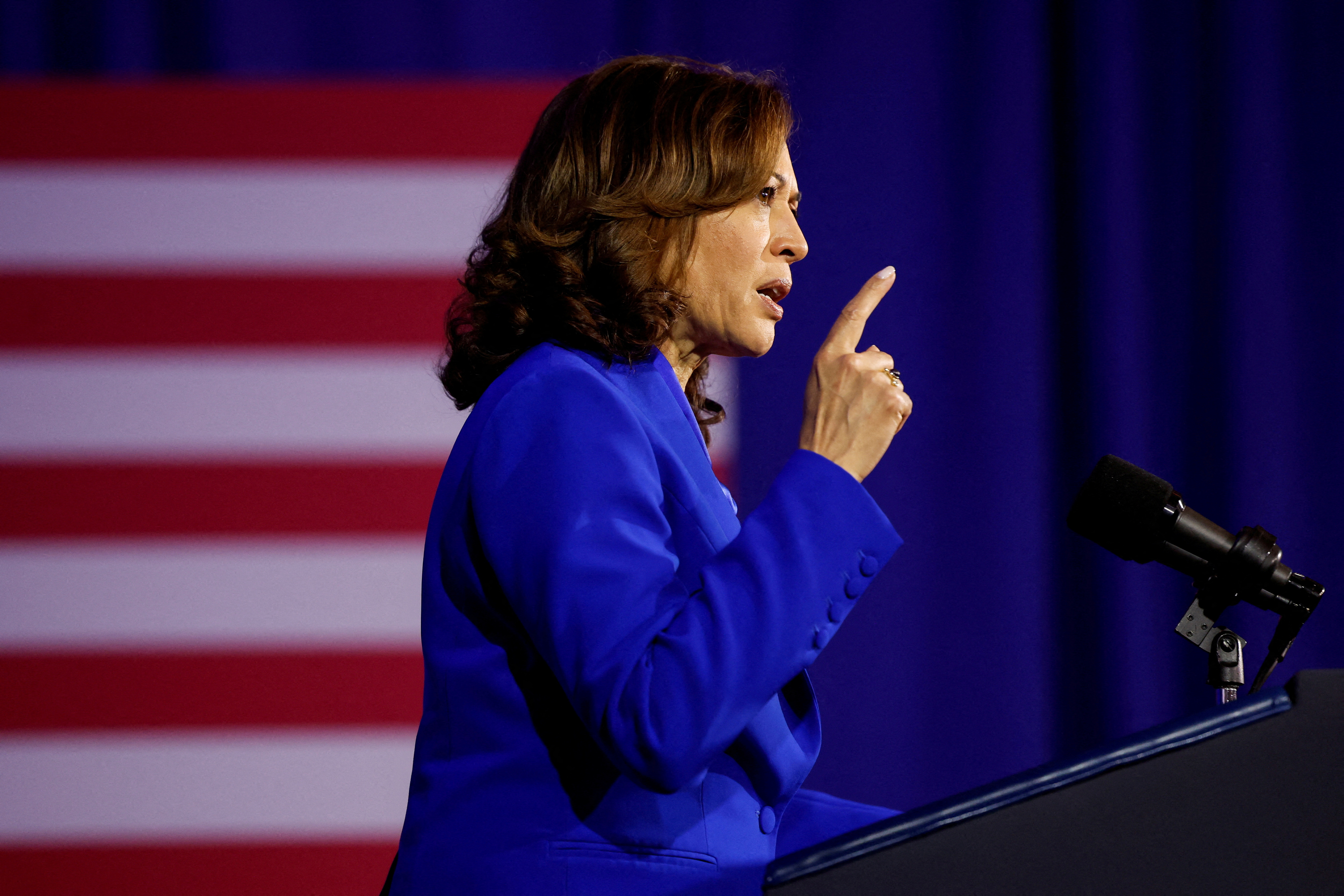 U.S. Vice-President Kamala Harris participates in a political event with reproductive rights groups at the Mayflower Hotel in Washington, U.S., June 23, 2023. REUTERS/Evelyn Hockstein