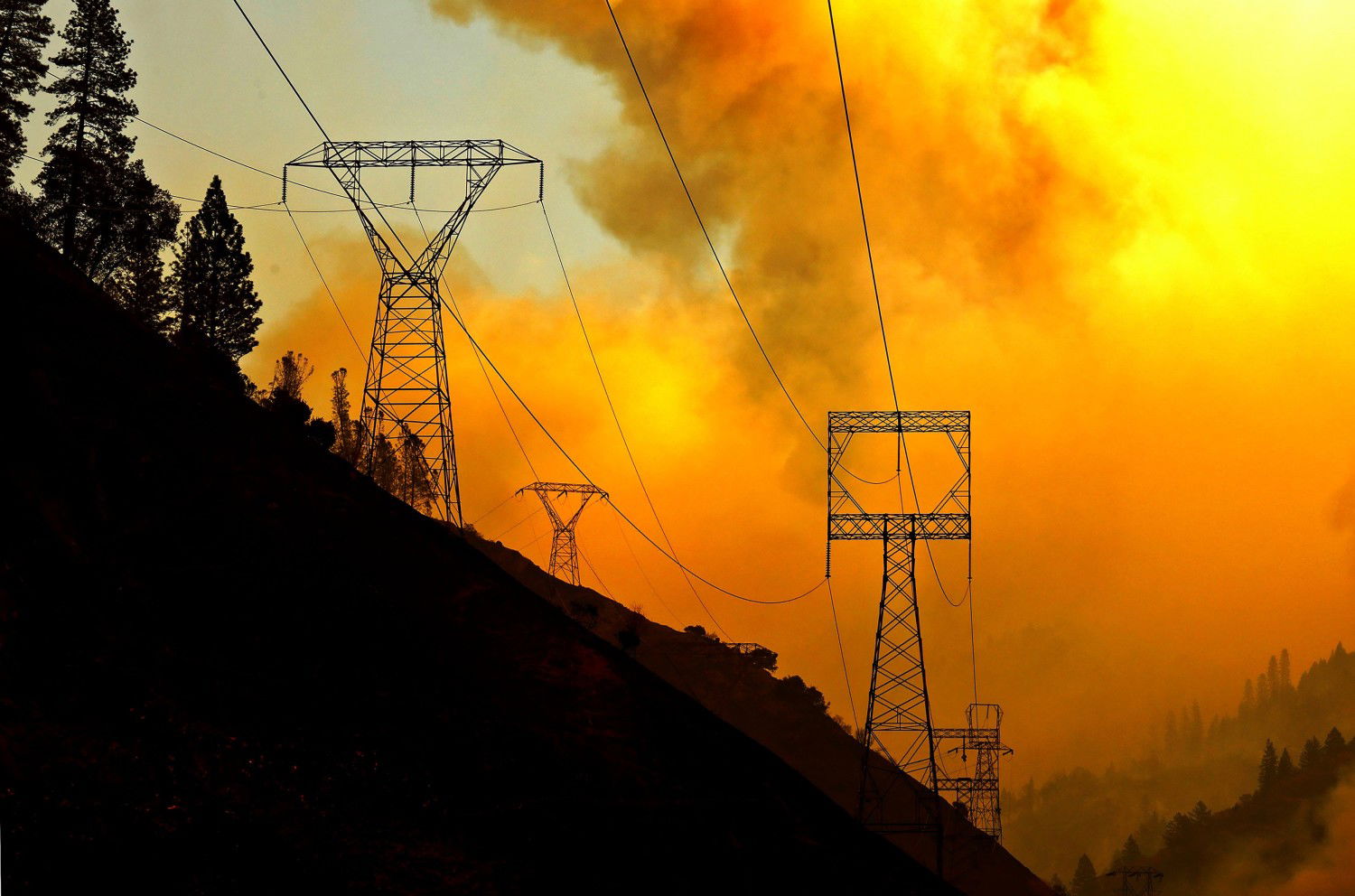 The Camp fire burns near Pulga, California, in 2018. (Carolyn Cole/Los Angeles Times/TNS)
