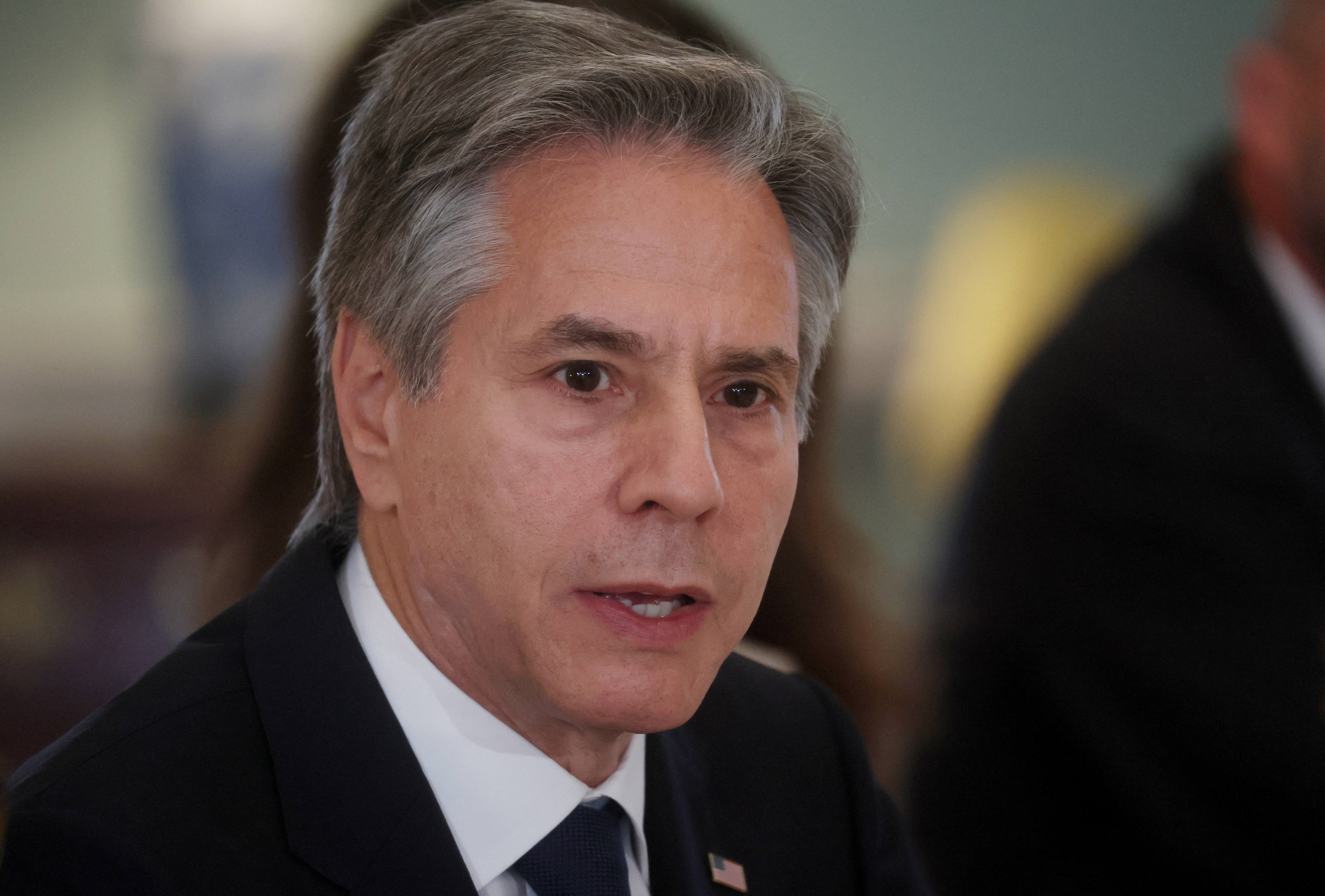 U.S. Secretary of State Antony Blinken meets with Iranian-American writer Roya Hakakian, Iranian-American activist Sherry Hakimi and British-Iranian actress and activist Nazanin Boniadi to discuss the recent protests in Iran at the U.S. State Department in Washington, U.S., October 14, 2022. REUTERS/Leah Millis/File Photo