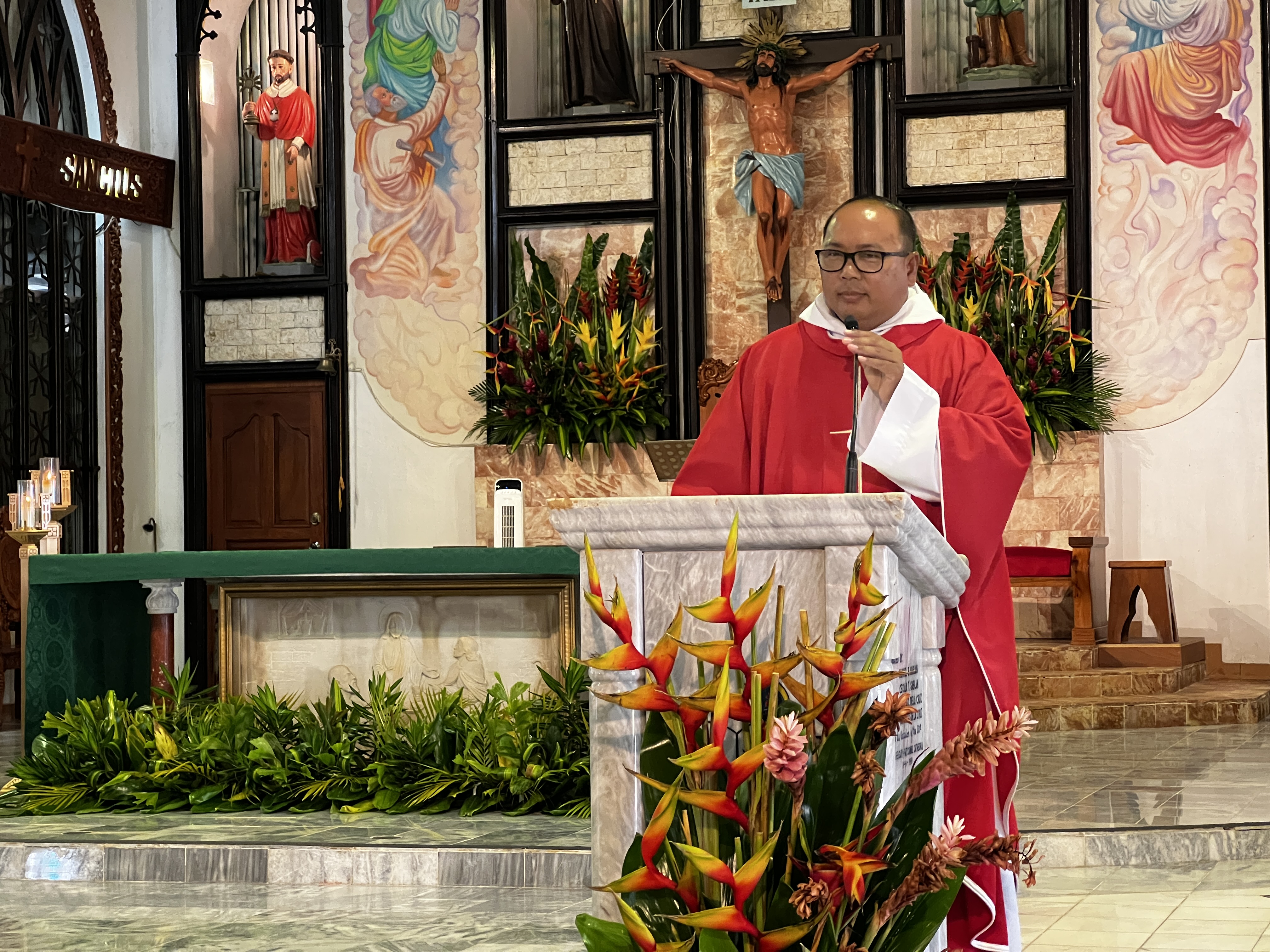 Fr. Nelson Plohimon, OAR, MCS school chaplain delivers the homily.