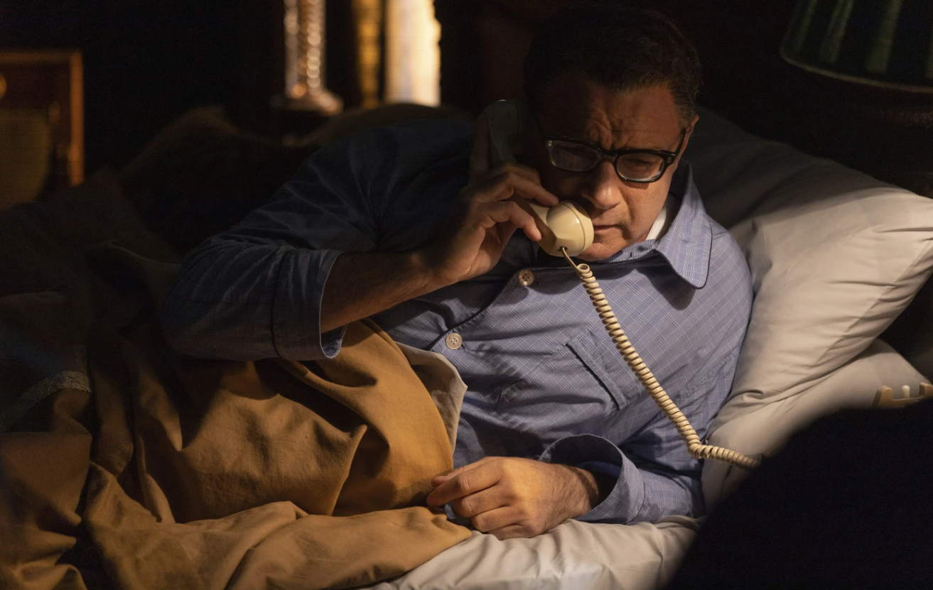 Liv Schreiber in a scene from the film “Golda.”