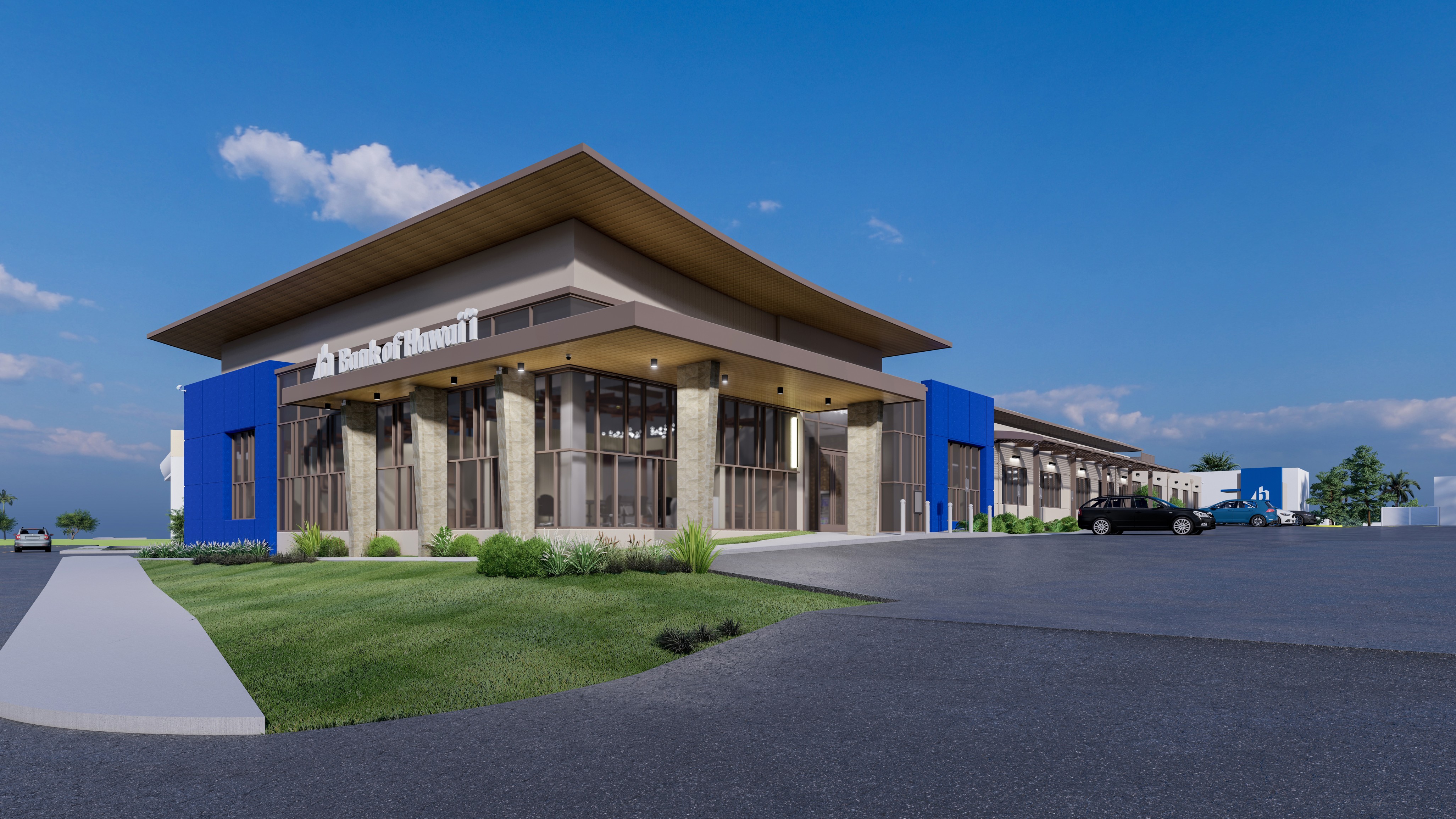 A rendering of Bank of Hawai‘i’s West Pacific regional headquarters to be built in Tamuning, Guam.